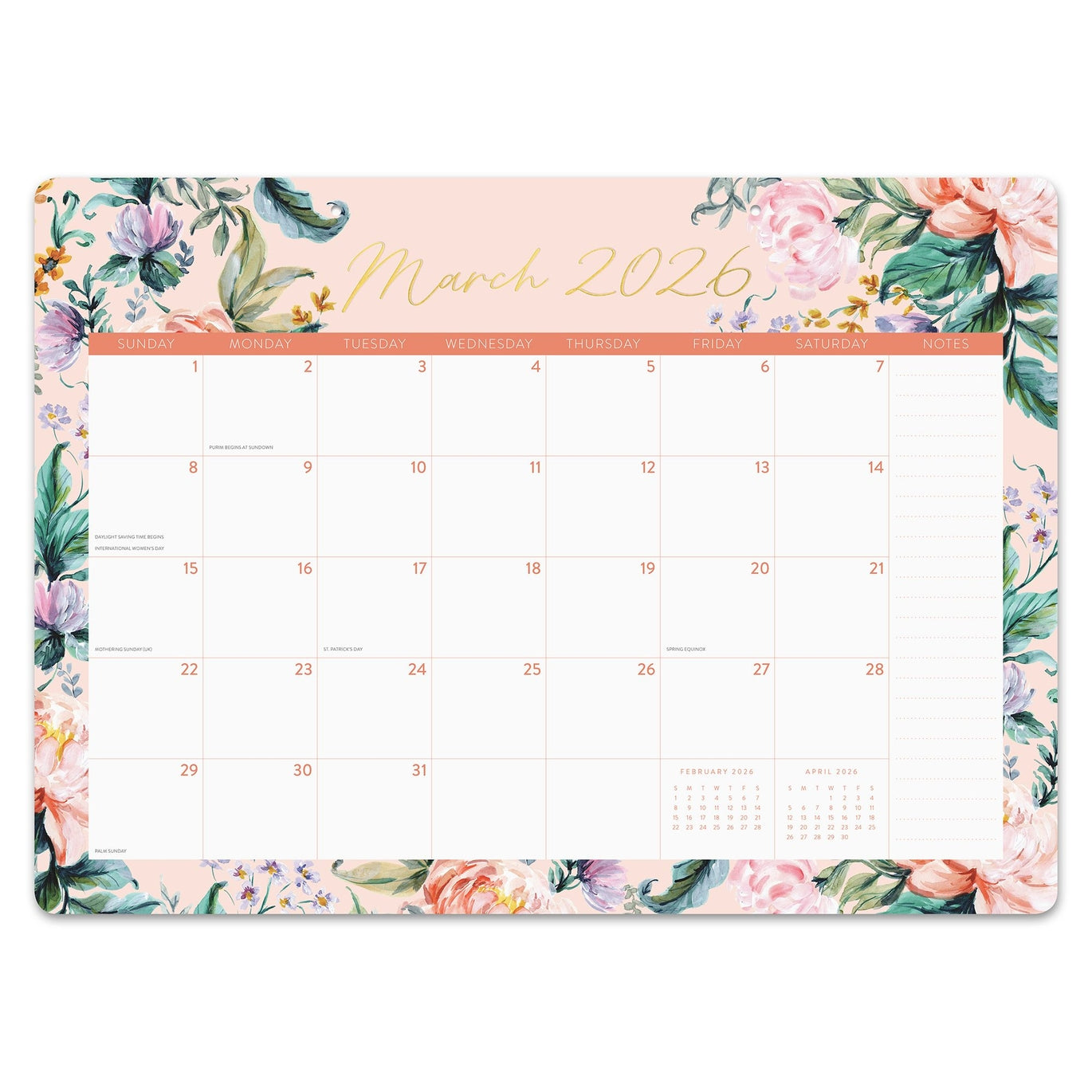 2026 Bella Flora - 17-Month Desk Blotter Calendar