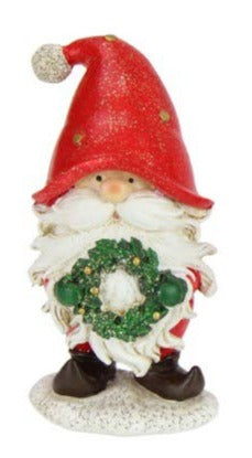 Santa Claus Holding Wreath (13 cm) - Christmas Decoration