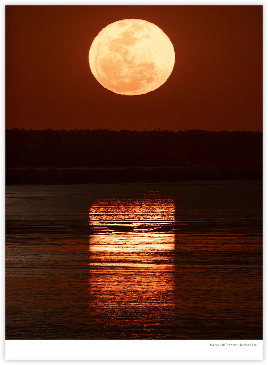 Broome & Beyond 2027 calendar photograph: Staircase to the Moon reflected over Roebuck Bay
