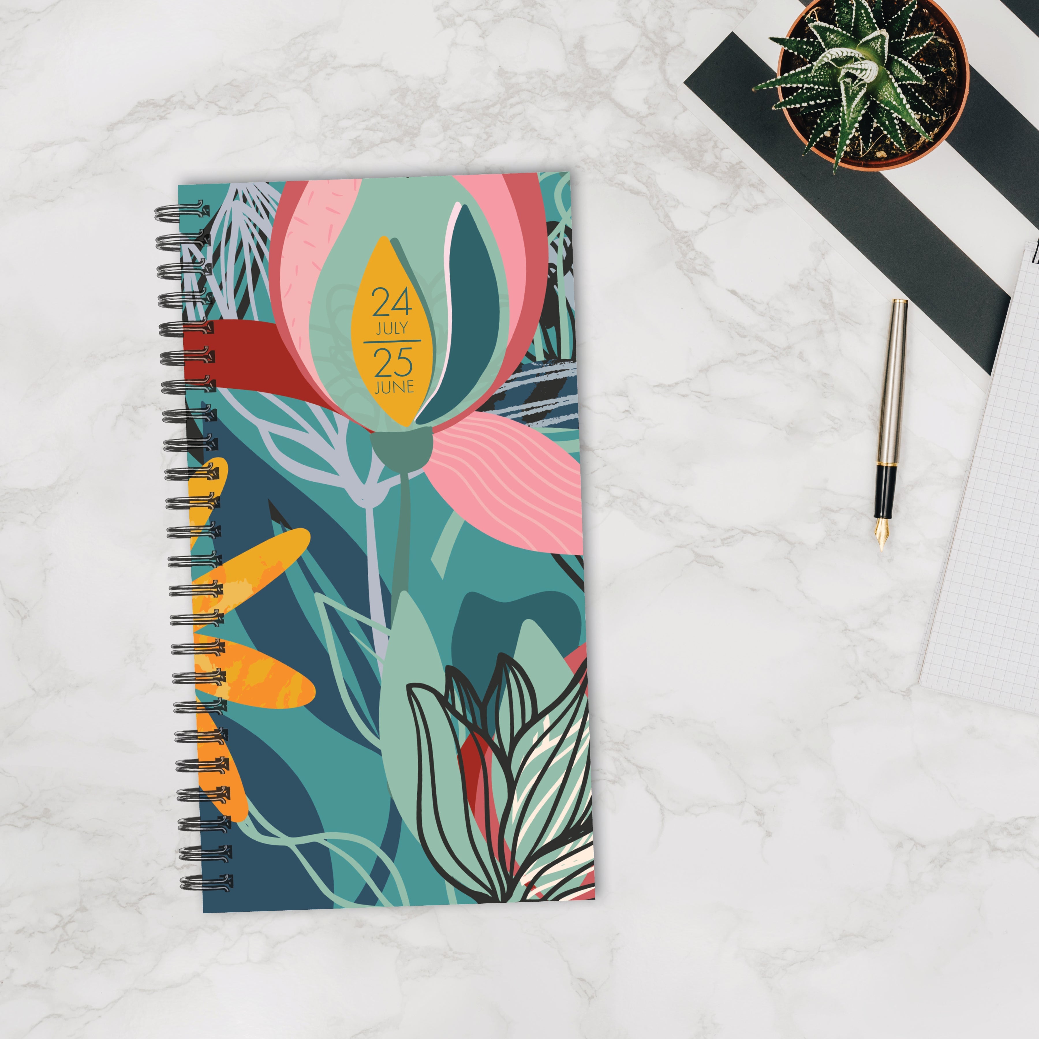 July 2024 - June 2025 Fresh Floral - Small Monthly Academic Year Diary/Planner