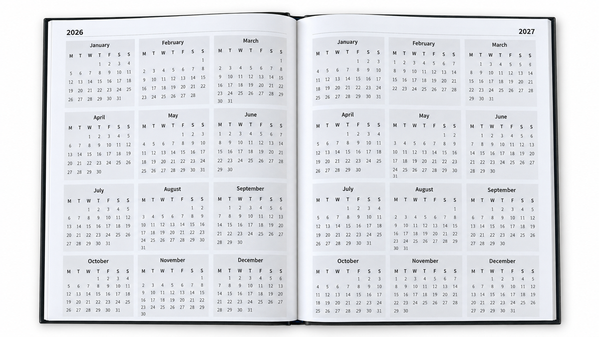 Personalised 2027 A4 Hard Cover Appointment Diary