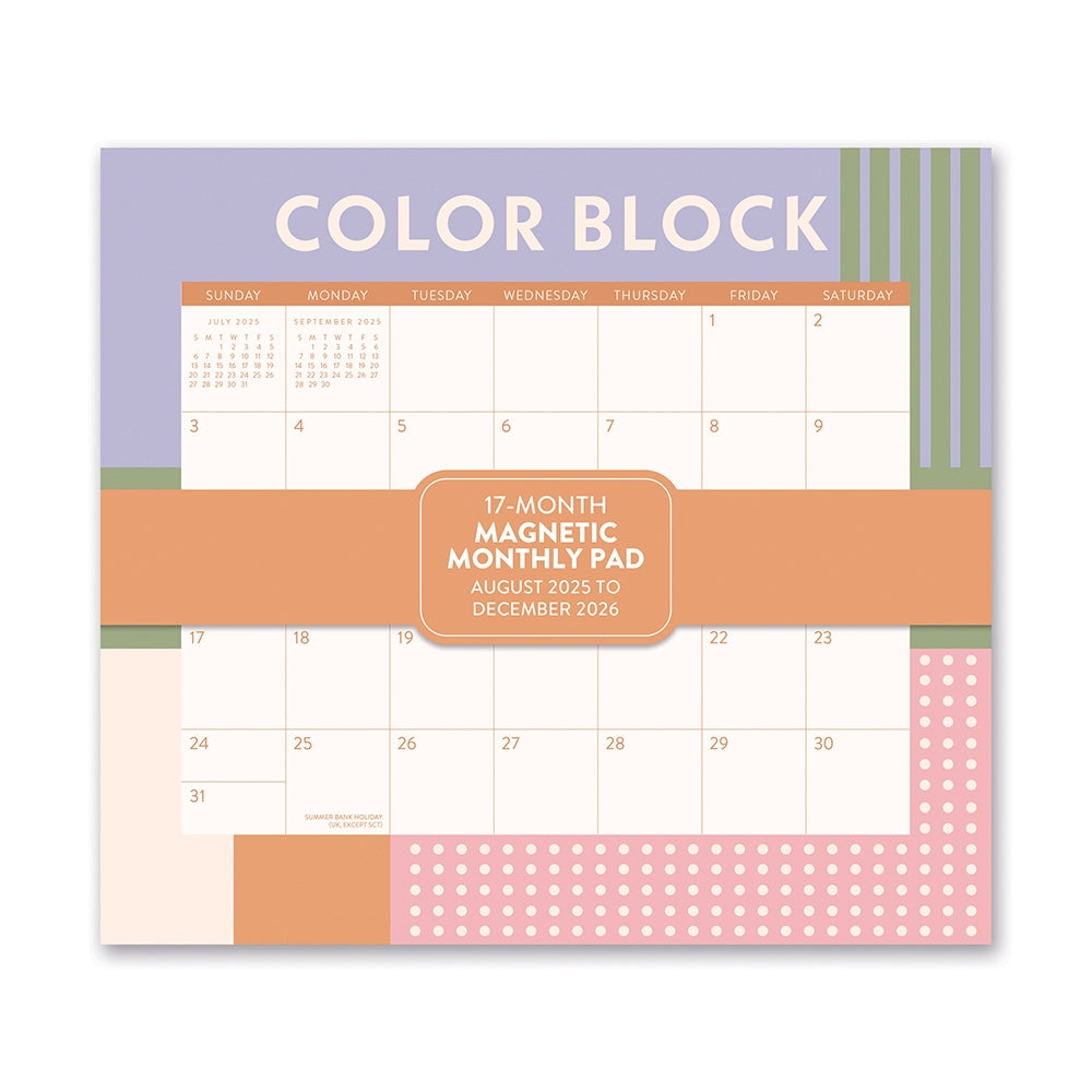 2026 Color Block - 17-Month Monthly Magnetic Pad Calendar