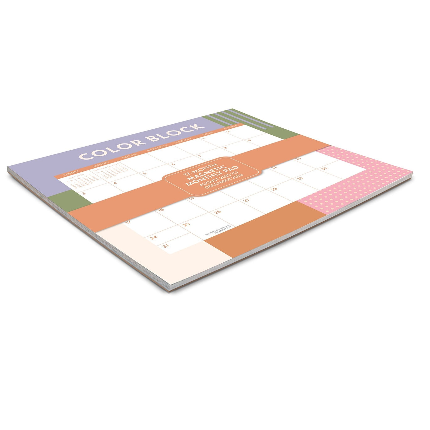 2026 Color Block - 17-Month Monthly Magnetic Pad Calendar