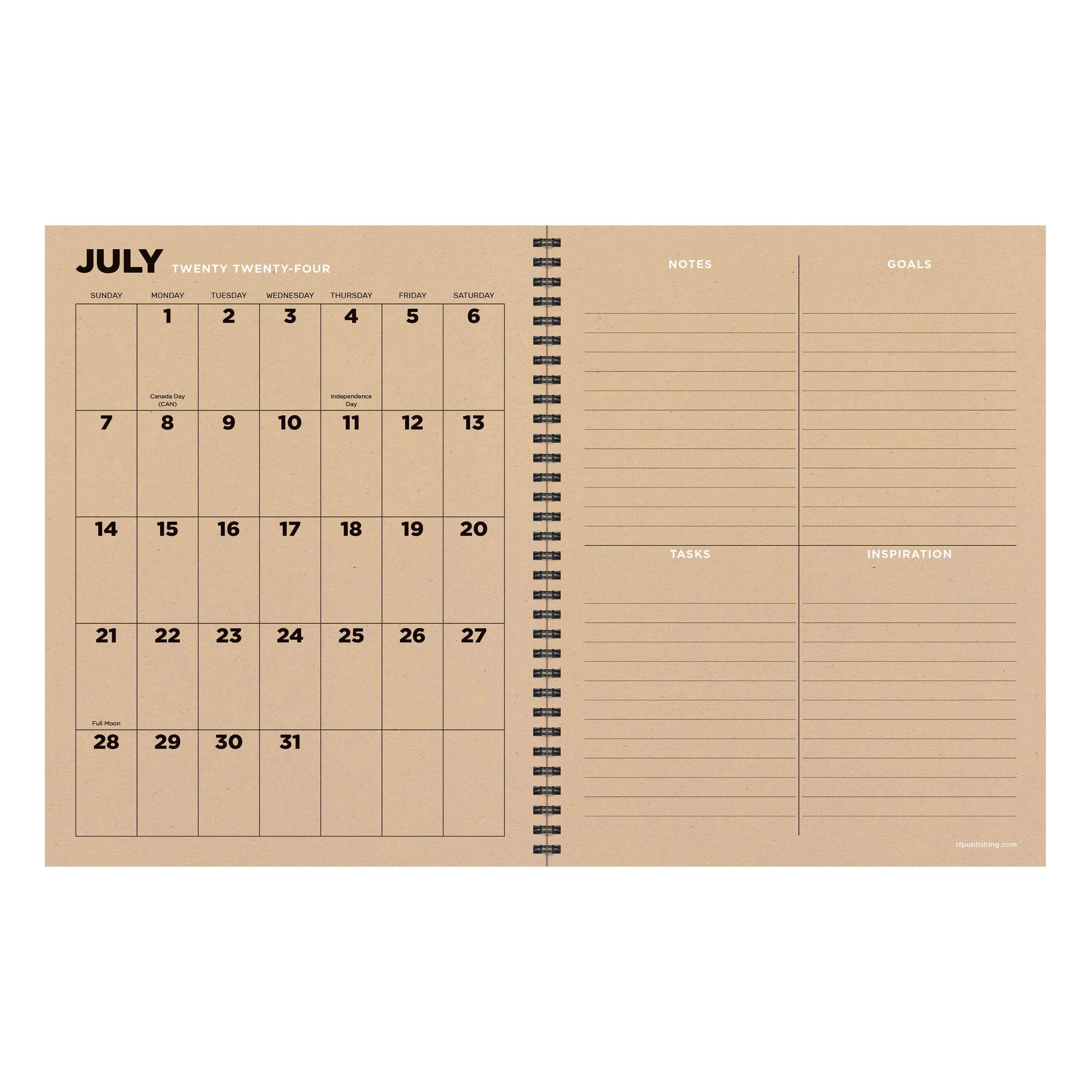 July 2024 - June 2025 Living Leaf - Large Weekly & Monthly Academic Year Diary/Planner