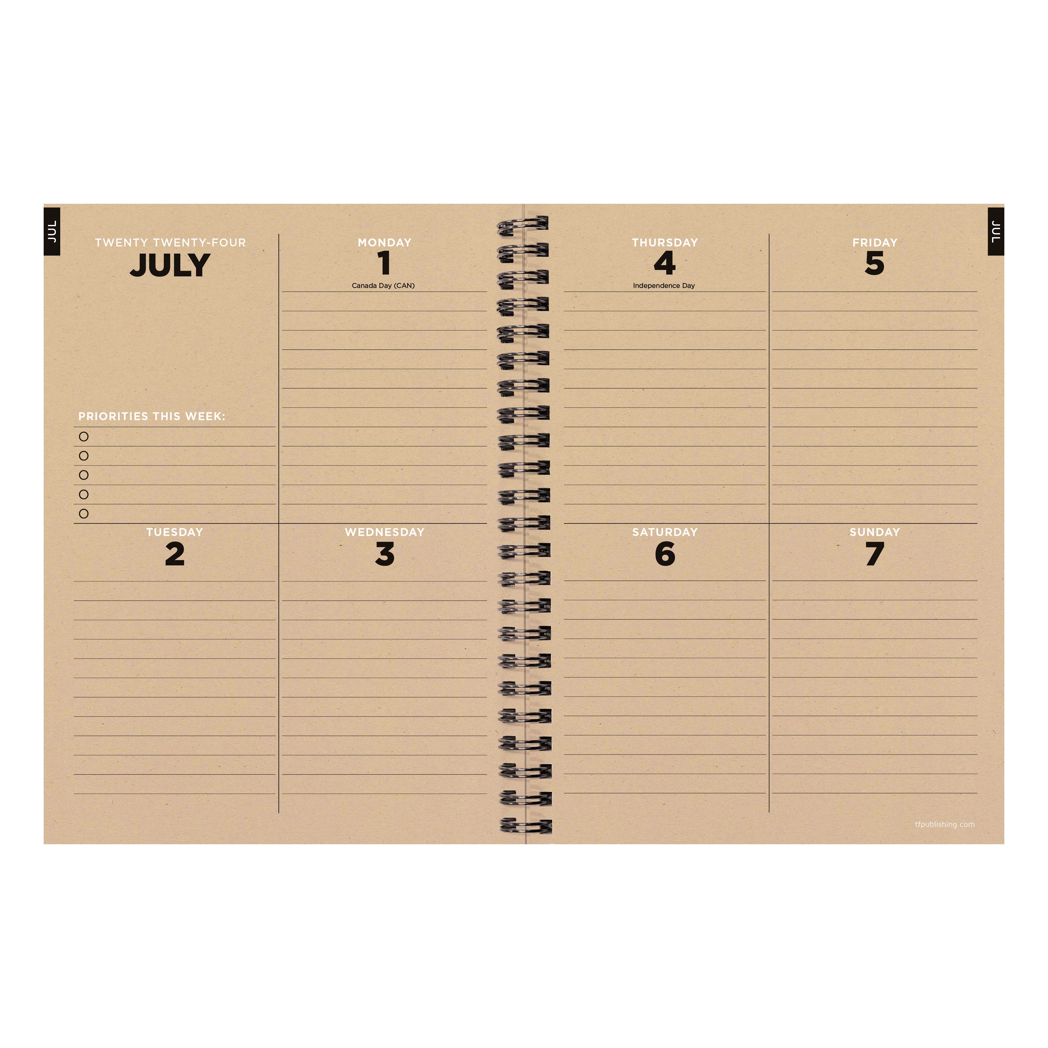 July 2024 - June 2025 Aspen Trees - Medium Weekly & Monthly Academic Year Diary/Planner
