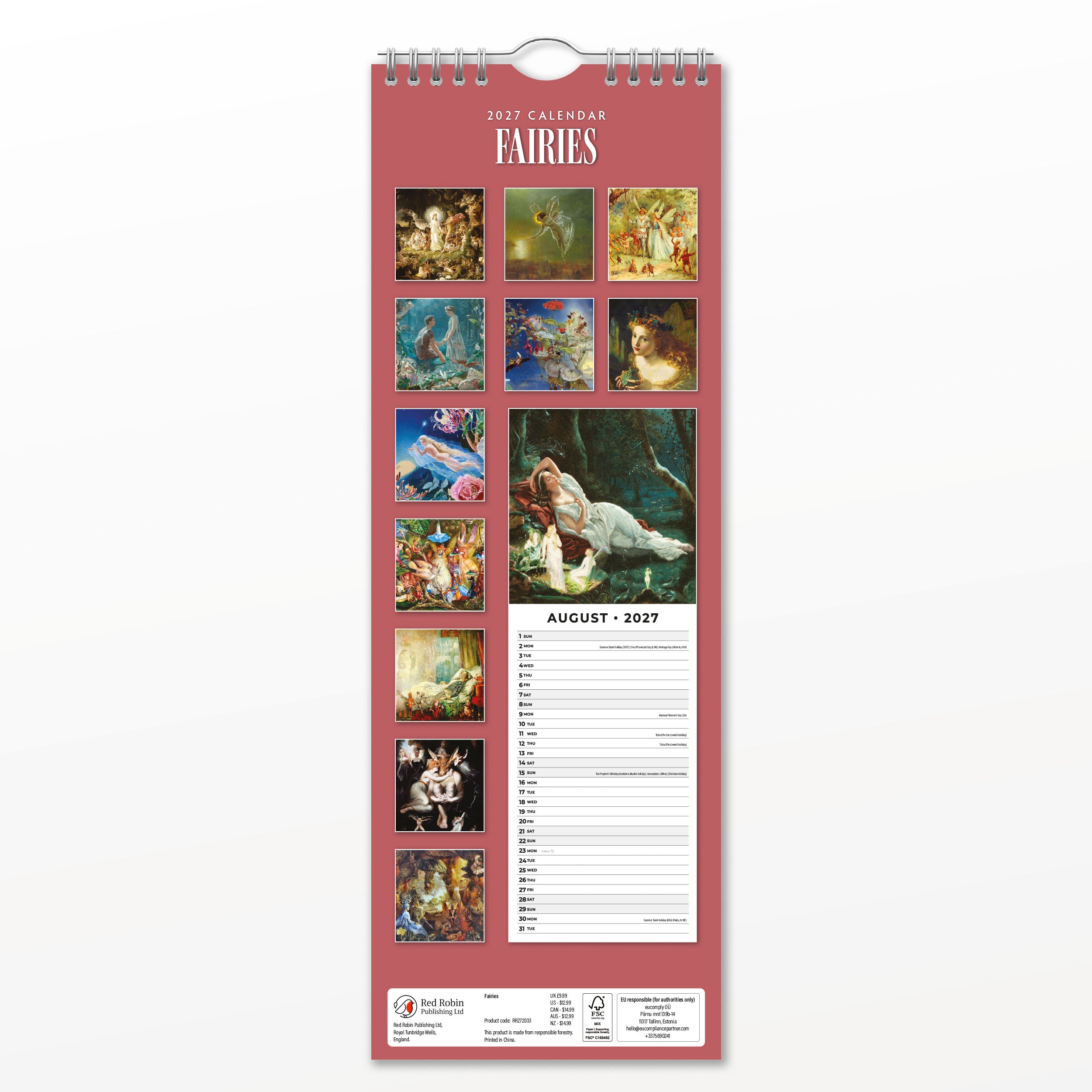 2027 Fairies - Slim Wall Calendar