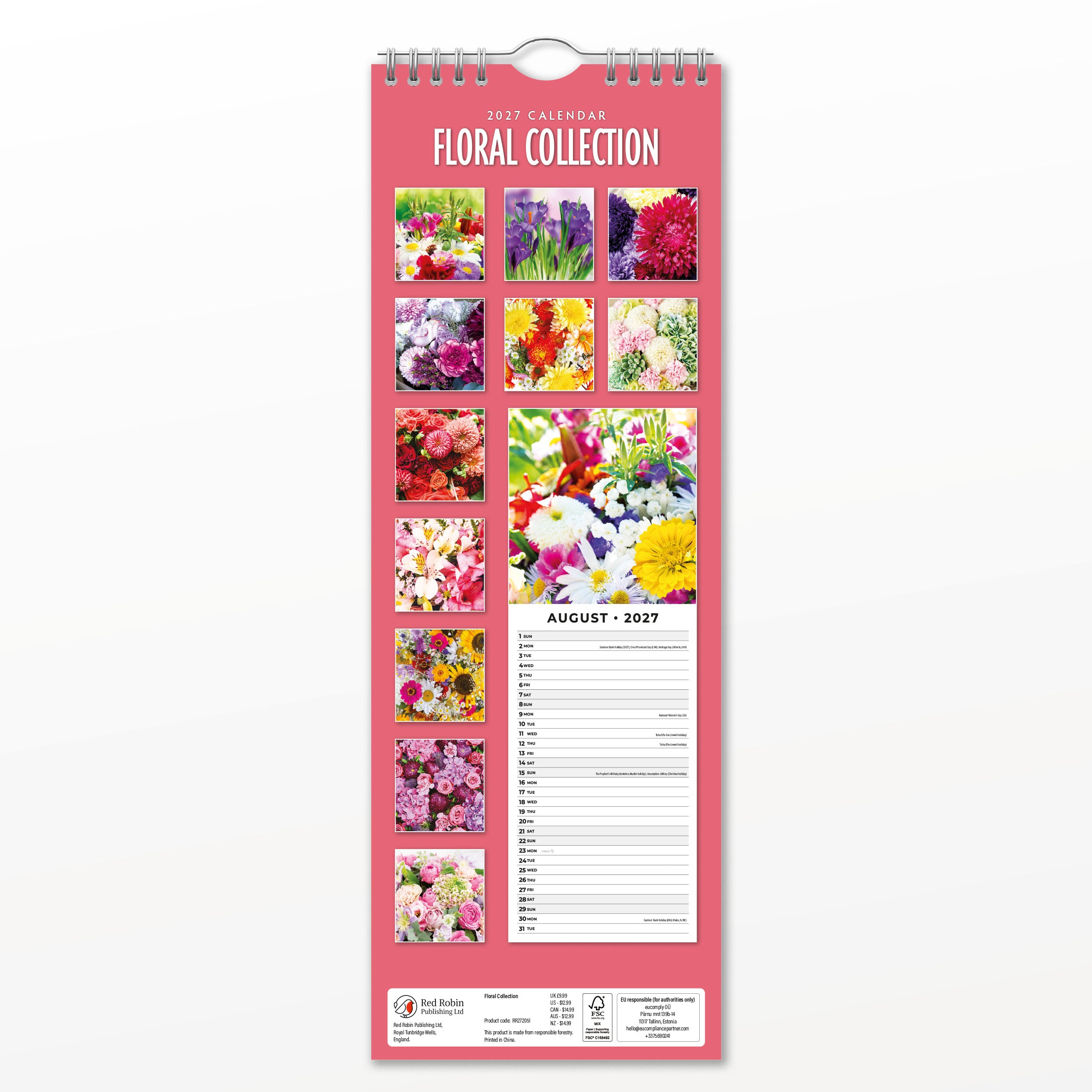 2027 Floral Collection - Slim Wall Calendar
