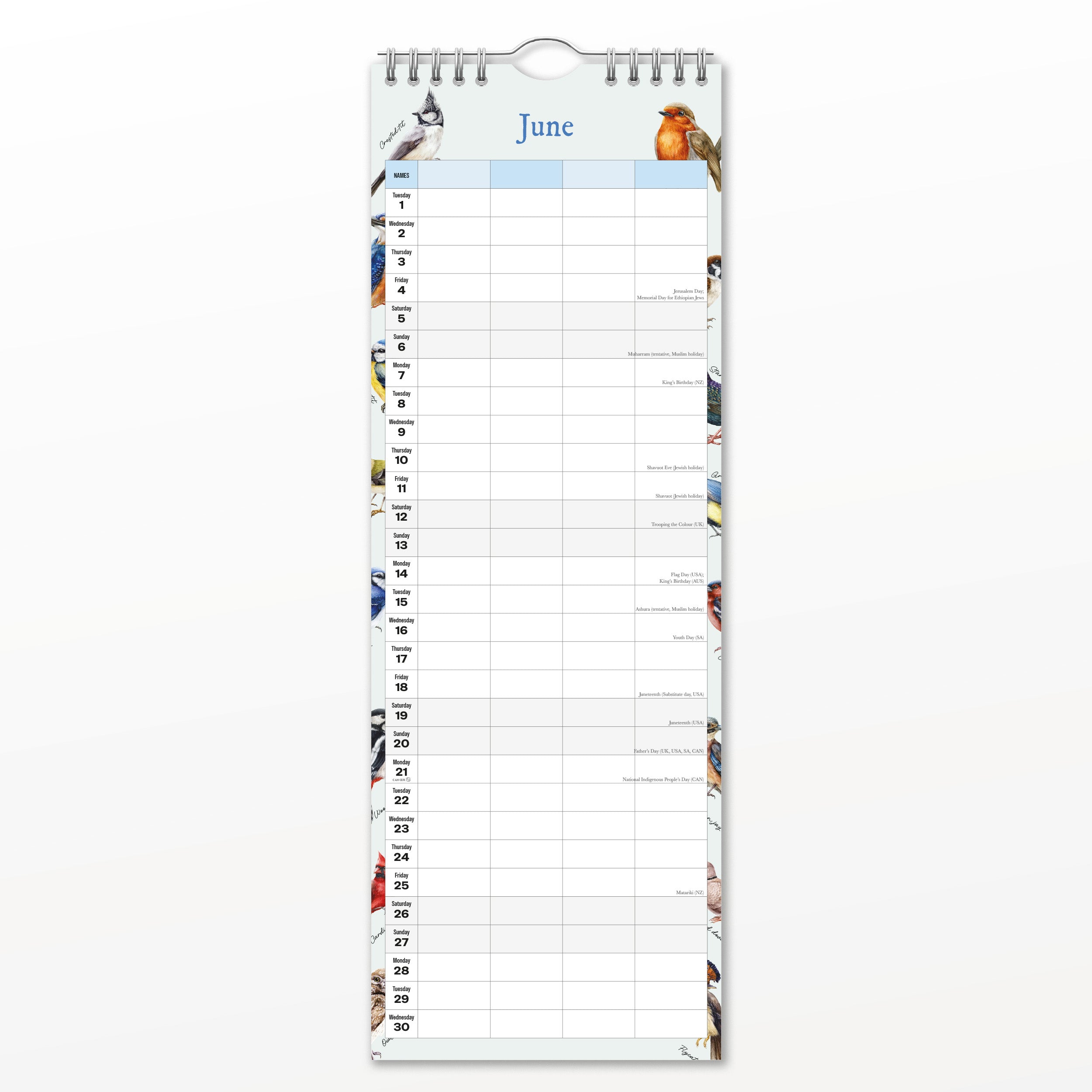 2027 Garden Birds - Slim Wall Calendar