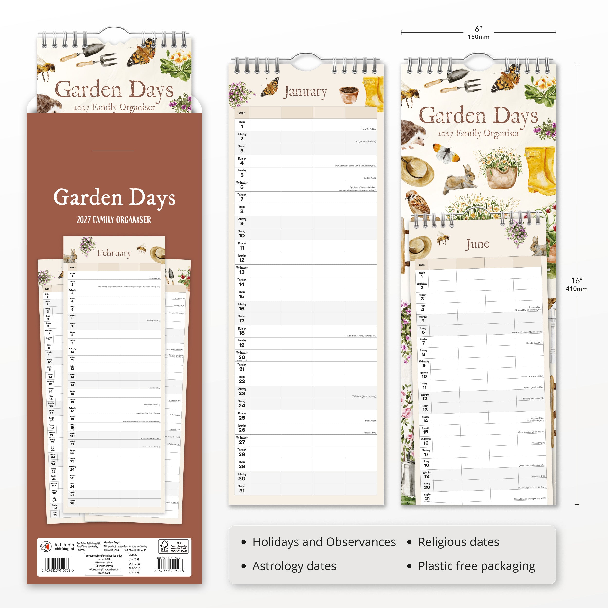 2027 Garden Days - Slim Wall Calendar