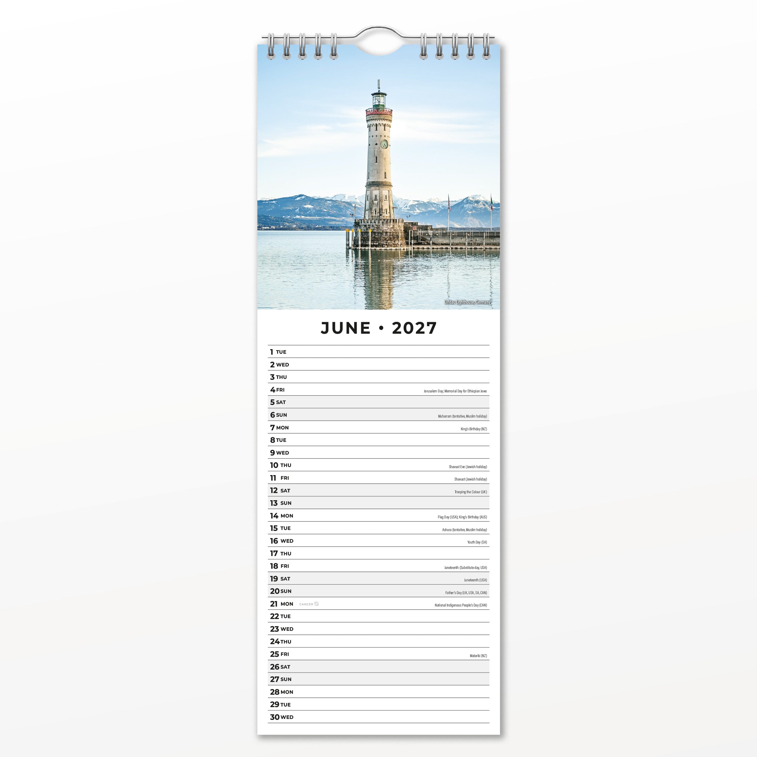 2027 Lighthouses - Slim Wall Calendar