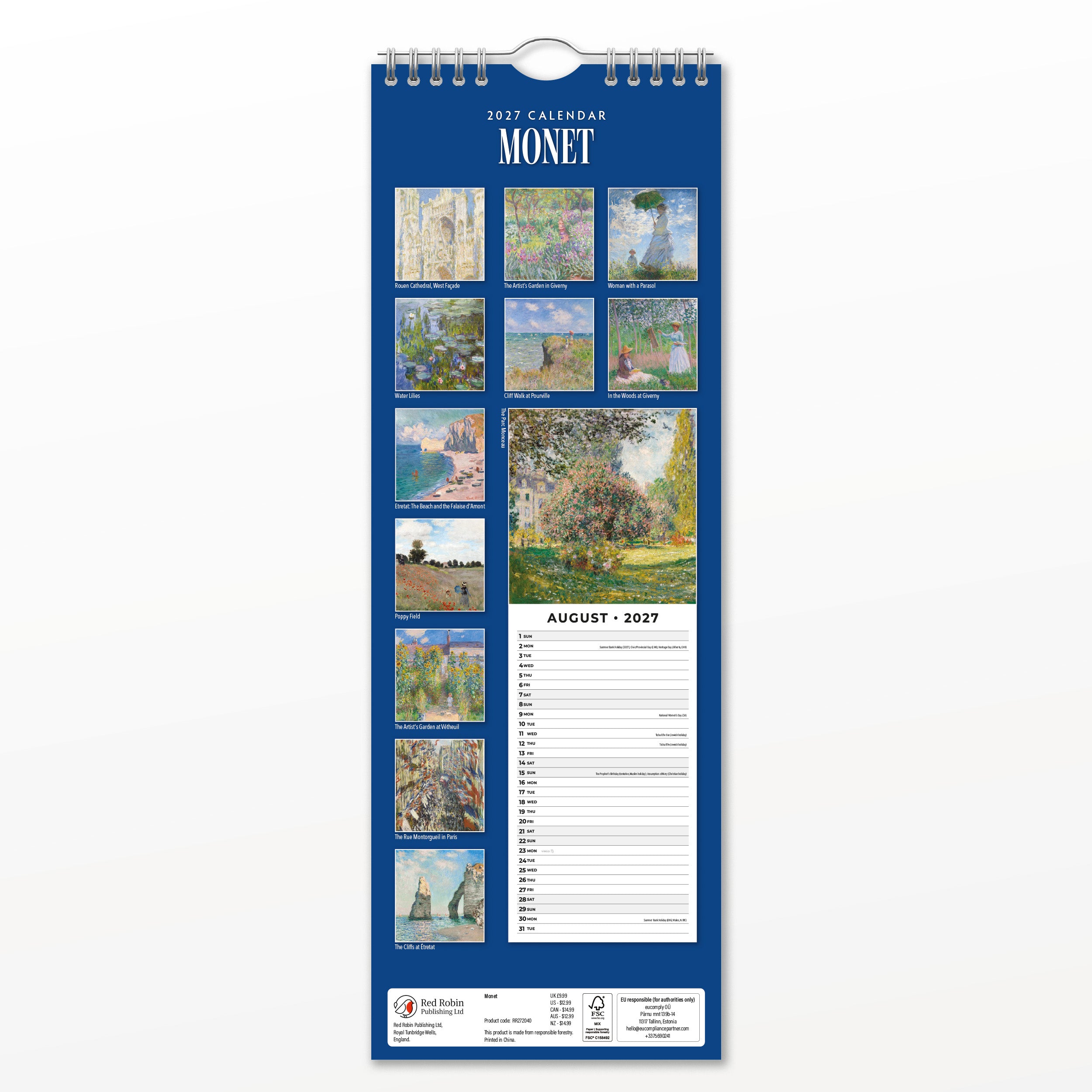 2027 Monet - Slim Wall Calendar