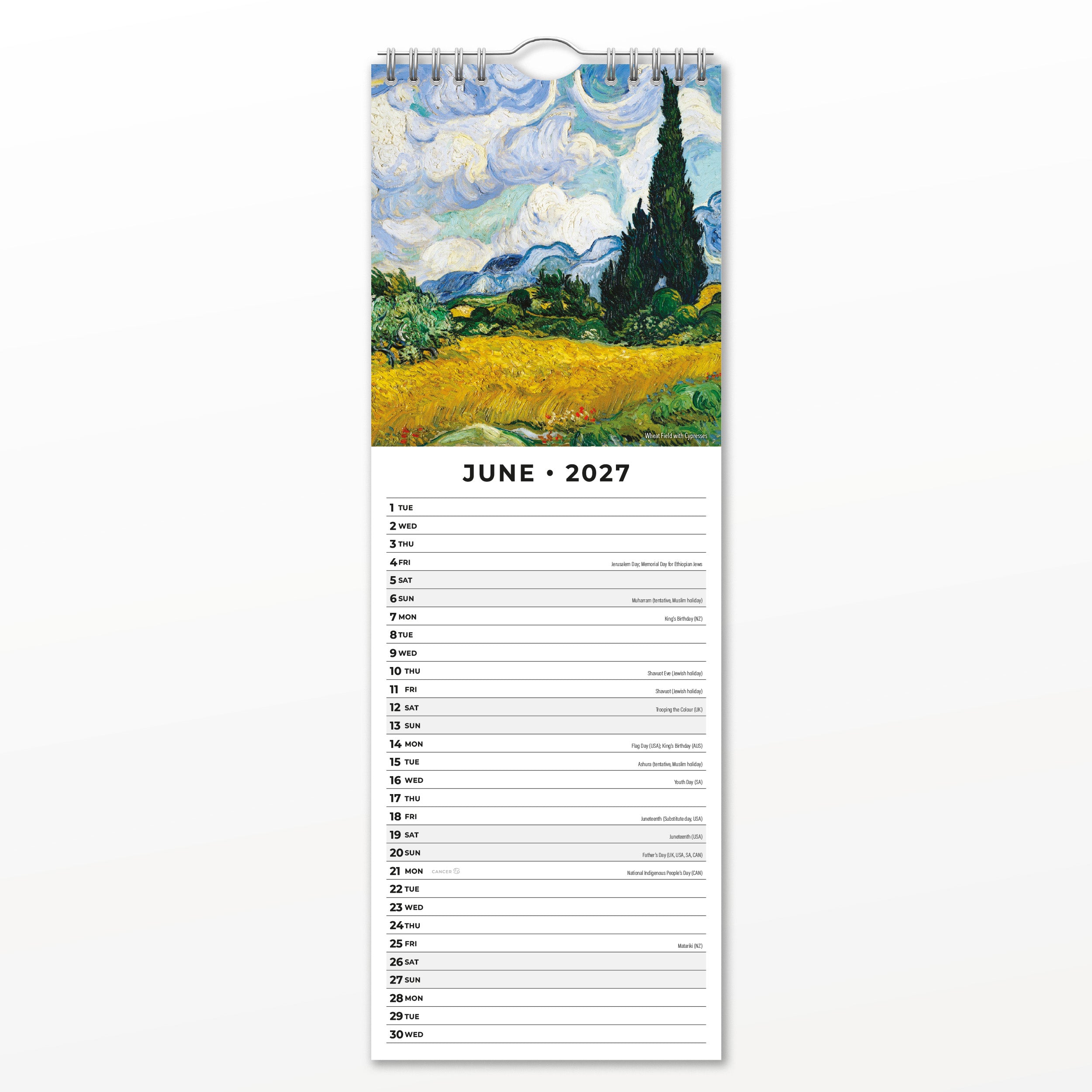 2027 Van Gogh - Slim Wall Calendar