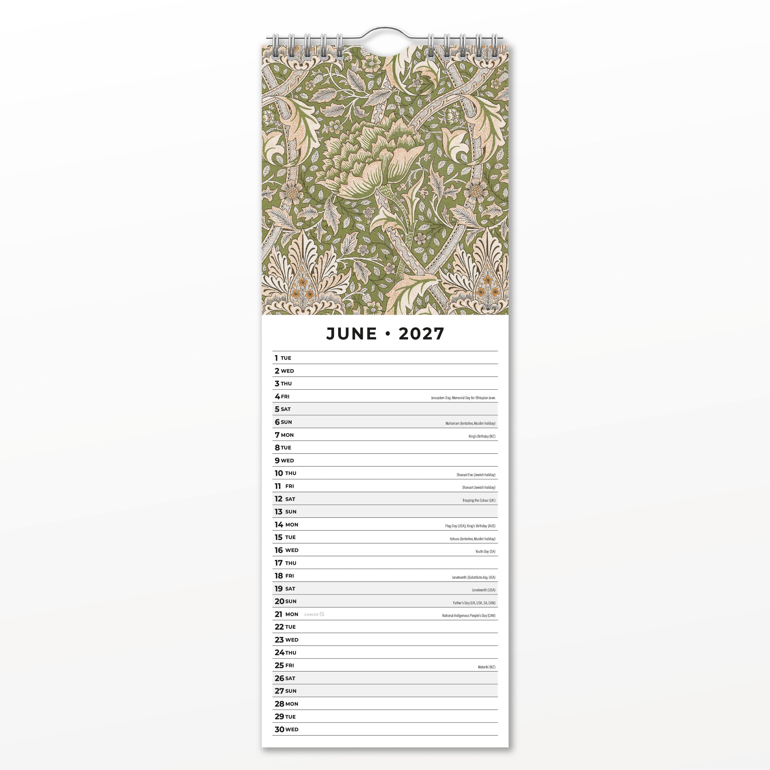 2027 William Morris - Slim Wall Calendar