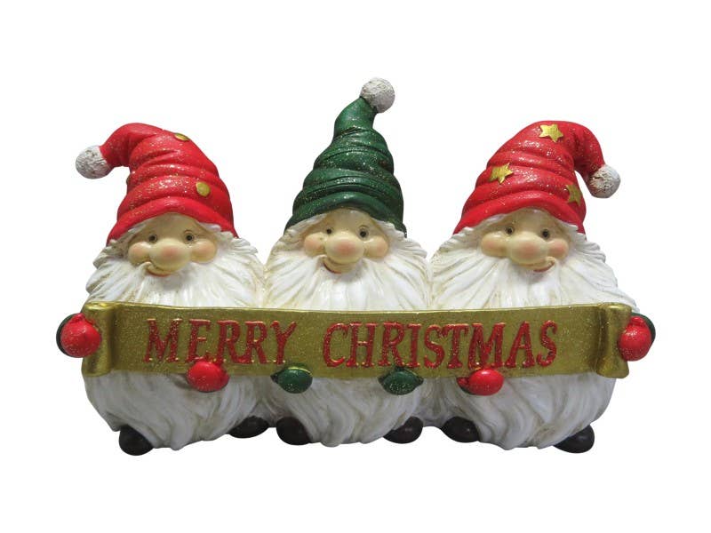 Triple Santa Claus Xmas Sign (20 cm) - Christmas Decoration