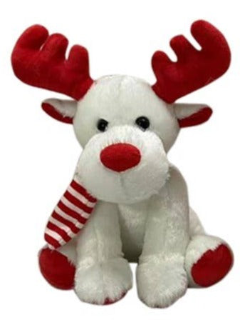 Sitting Plush Reindeer White (23 cm) - Christmas Decoration