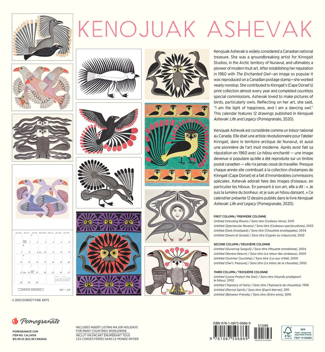 2024 Kenojuak Ashevak Calendrier - Square Wall Calendar  SOLD OUT