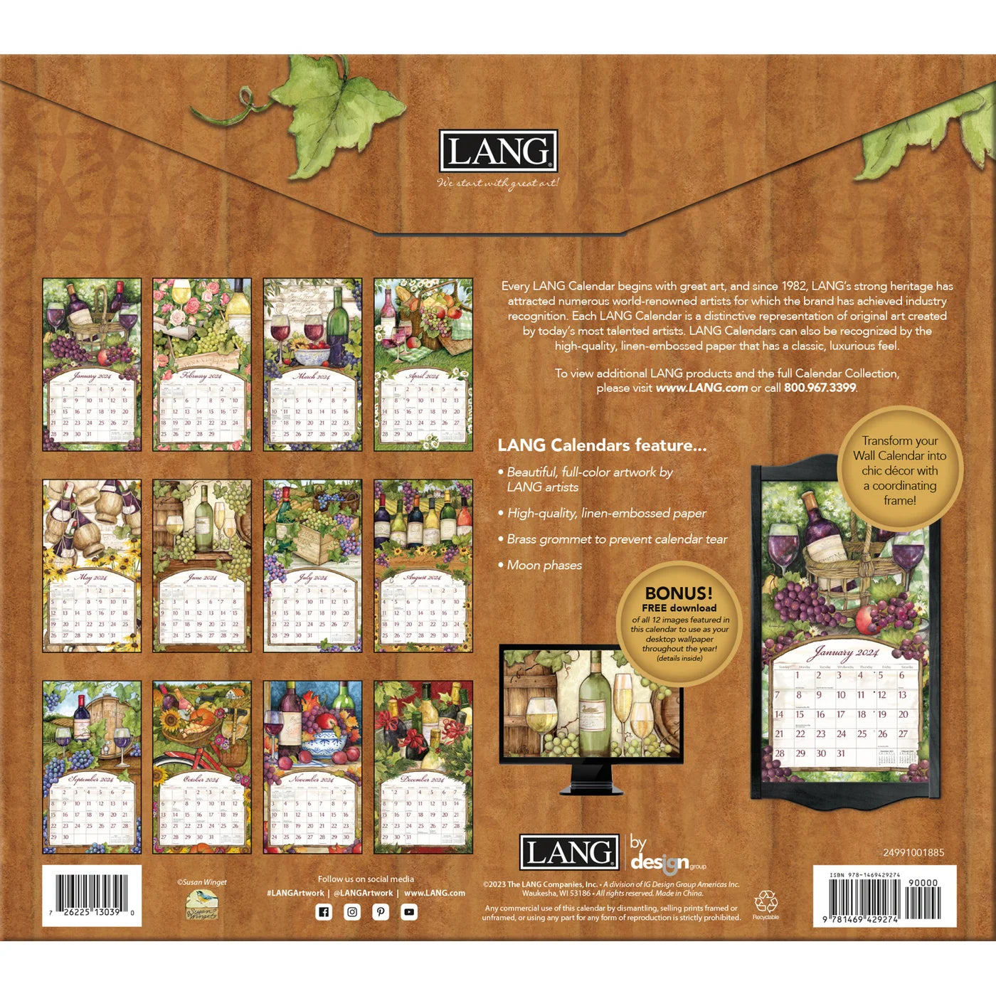 2024 LANG Wine Country By Susan Winget - Deluxe Wall Calendar