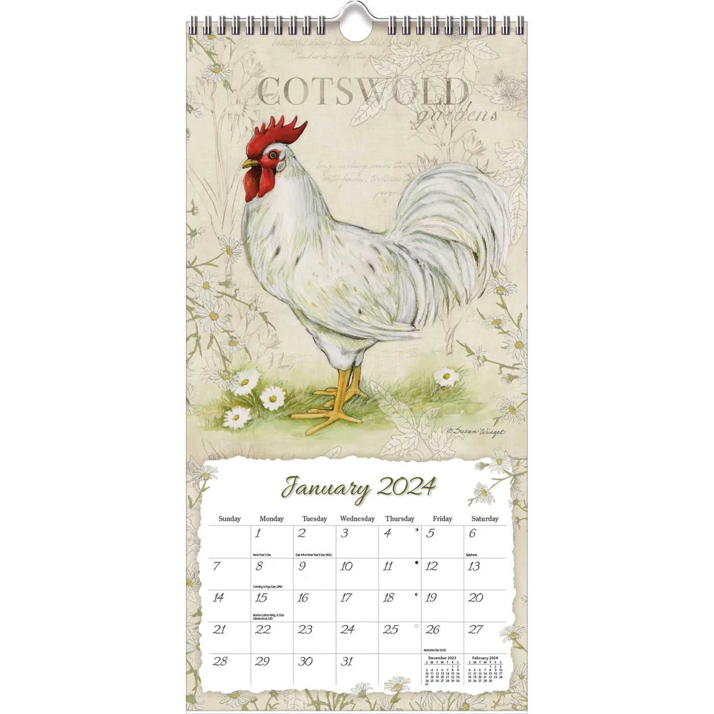 2024 Proud Rooster - Slim Wall Calendar