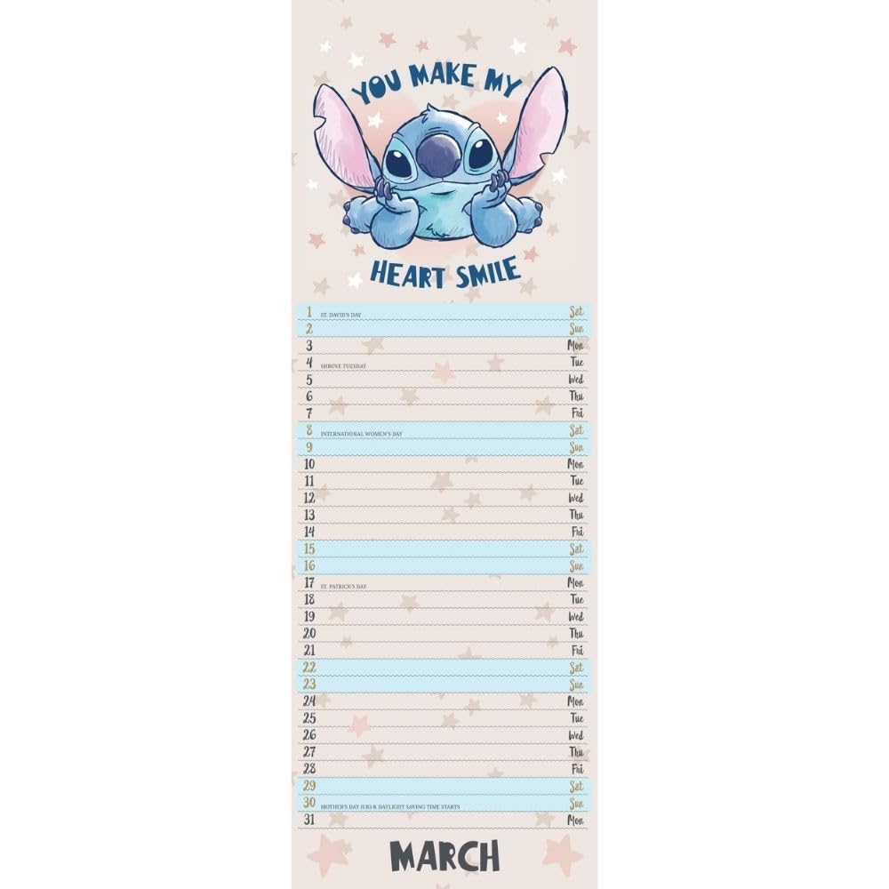 2025 Lilo And Stitch - Slim Wall Calendar