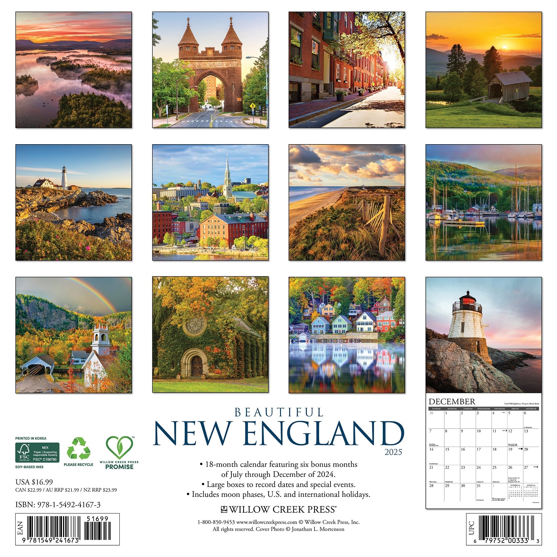 2025 Beautiful New England - Square Wall Calendar (US Only)