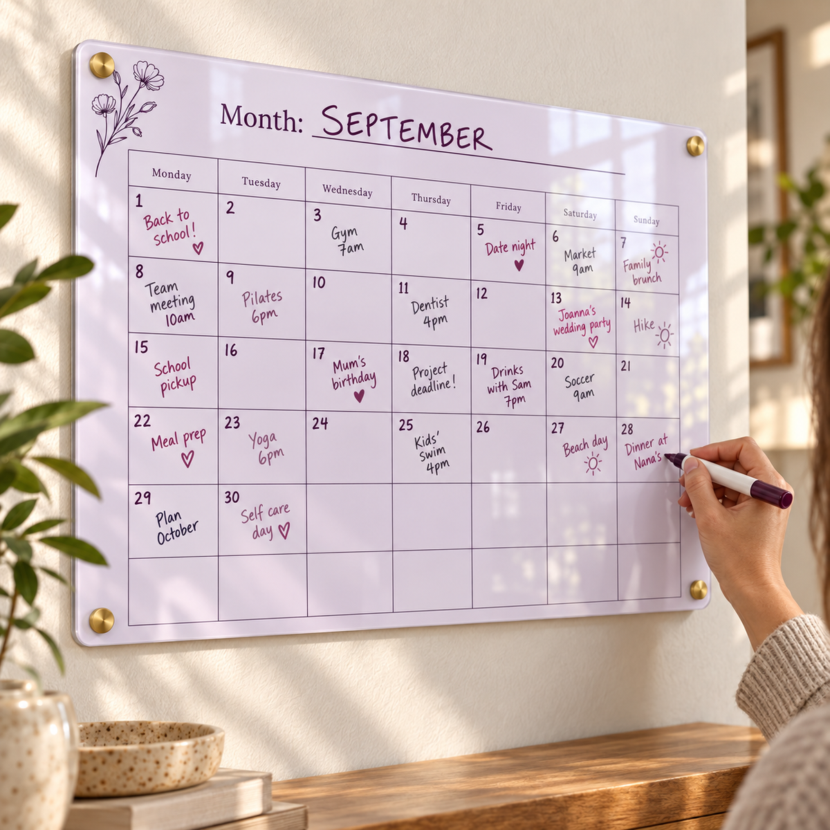 05_-_Lavender_Days_A3_Acrylic_Wall_Calendar_-_Dry_Erase_-_EP-AC-A3-018_-_649310204939_-_Writing_in_Use.png