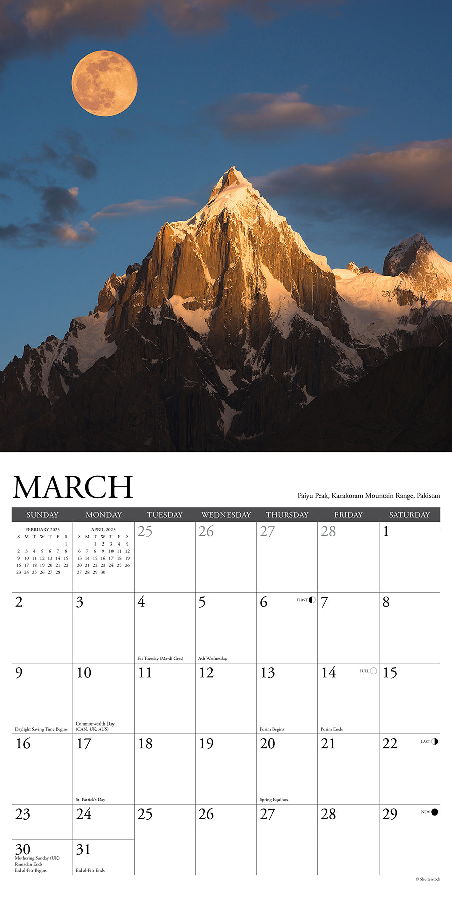 2025 Moons - Square Wall Calendar (US Only)