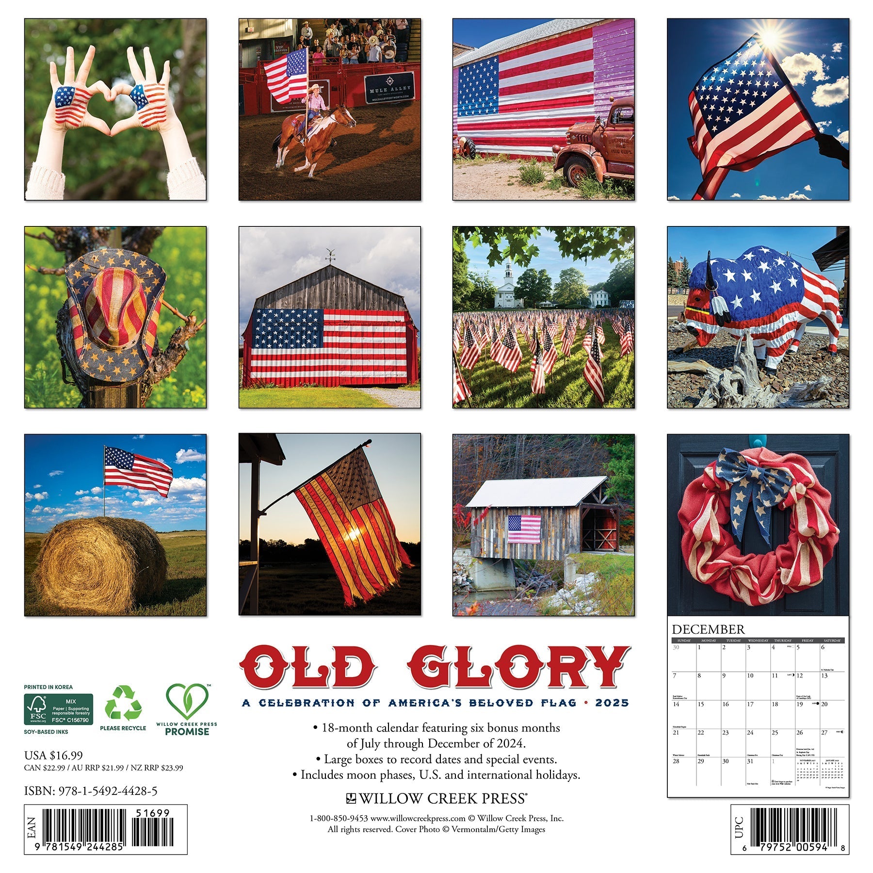 2025 Old Glory - Square Wall Calendar (US Only)