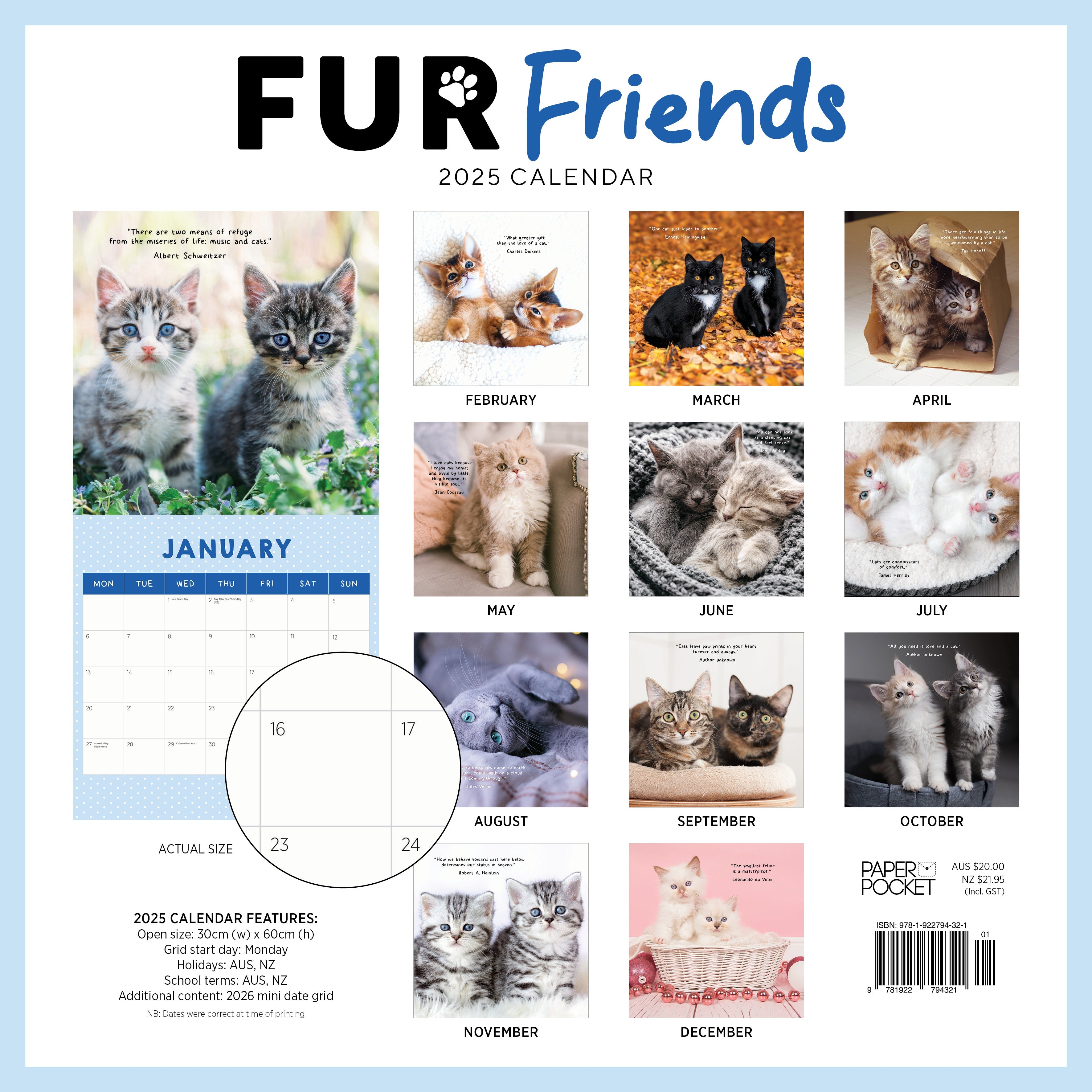 2025 Fur Friends - Square Wall Calendar