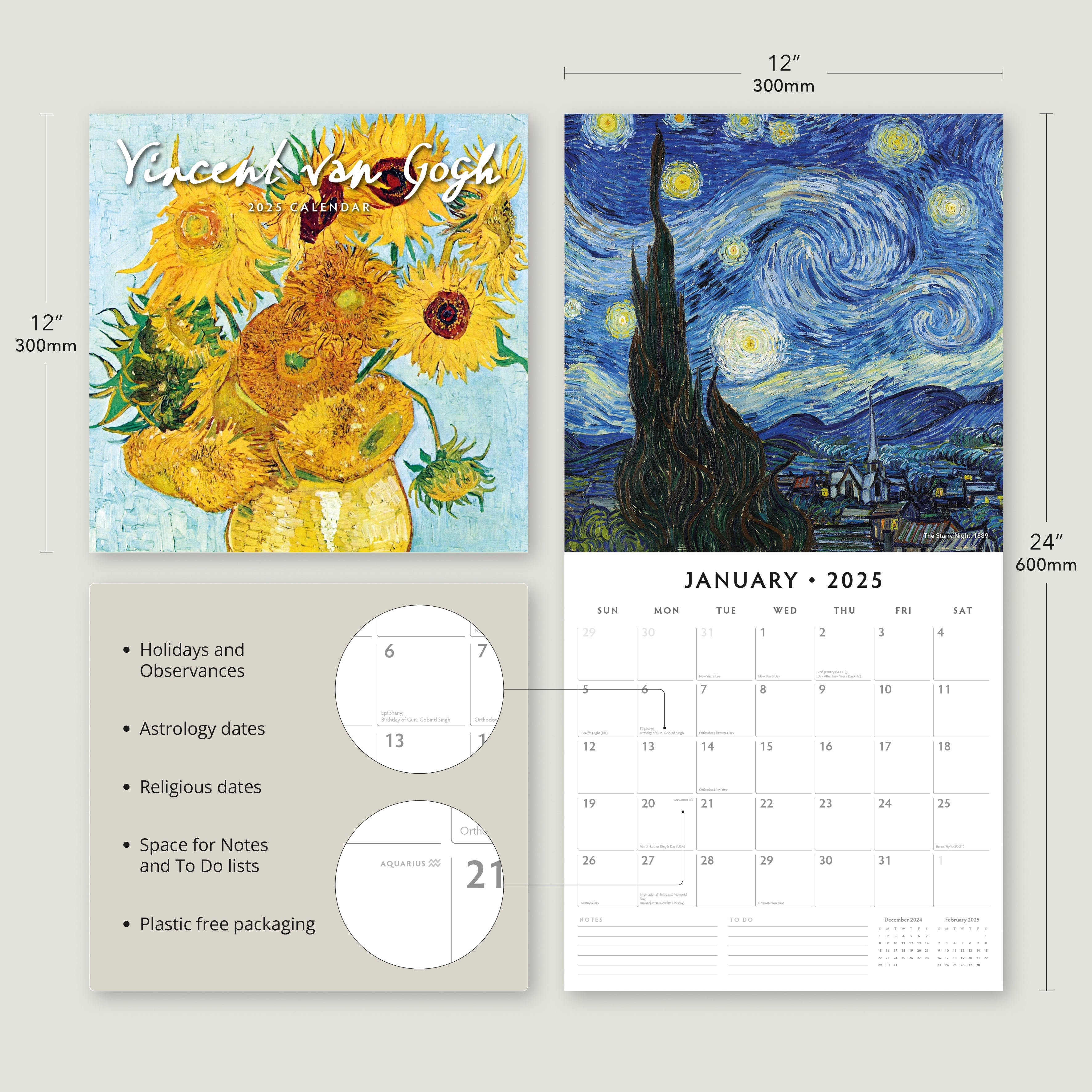 2025 Vincent Van Gogh - Square Wall Calendar