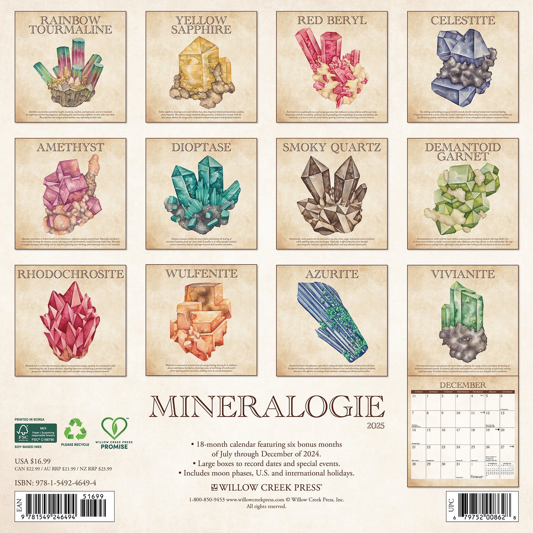 2025 Mineralologie - Square Wall Calendar (US Only)