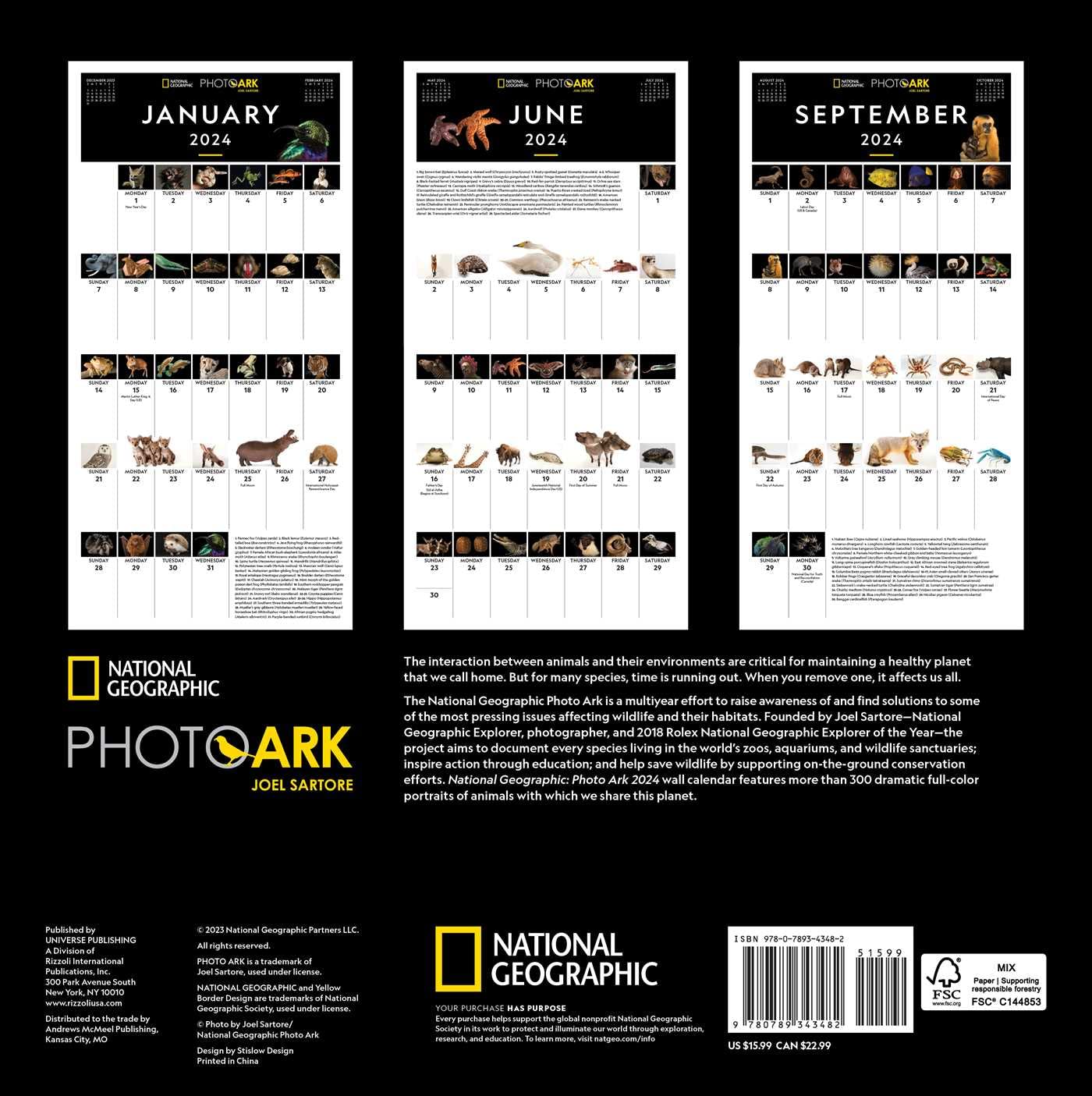 2024 Photo Ark: National Geographic - Square Wall Calendar  SOLD OUT