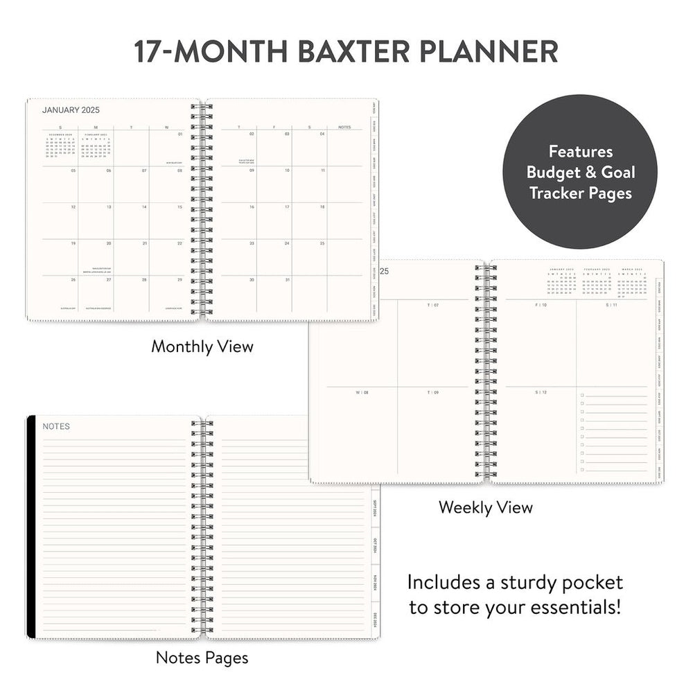 2025 Midnight Black - Baxter Weekly & Monthly Diary/Planner