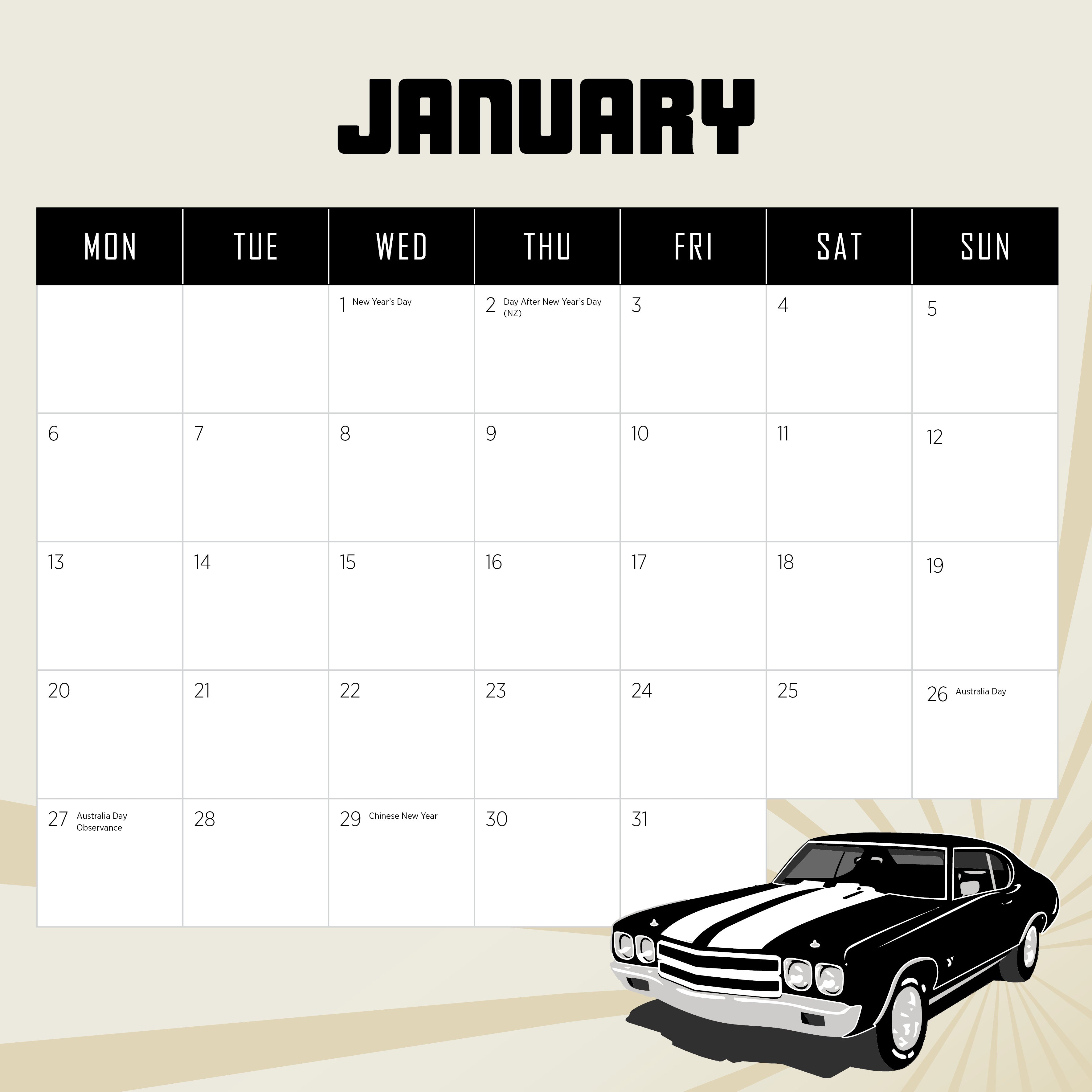 2025 American Muscle Cars - Square Wall Calendar