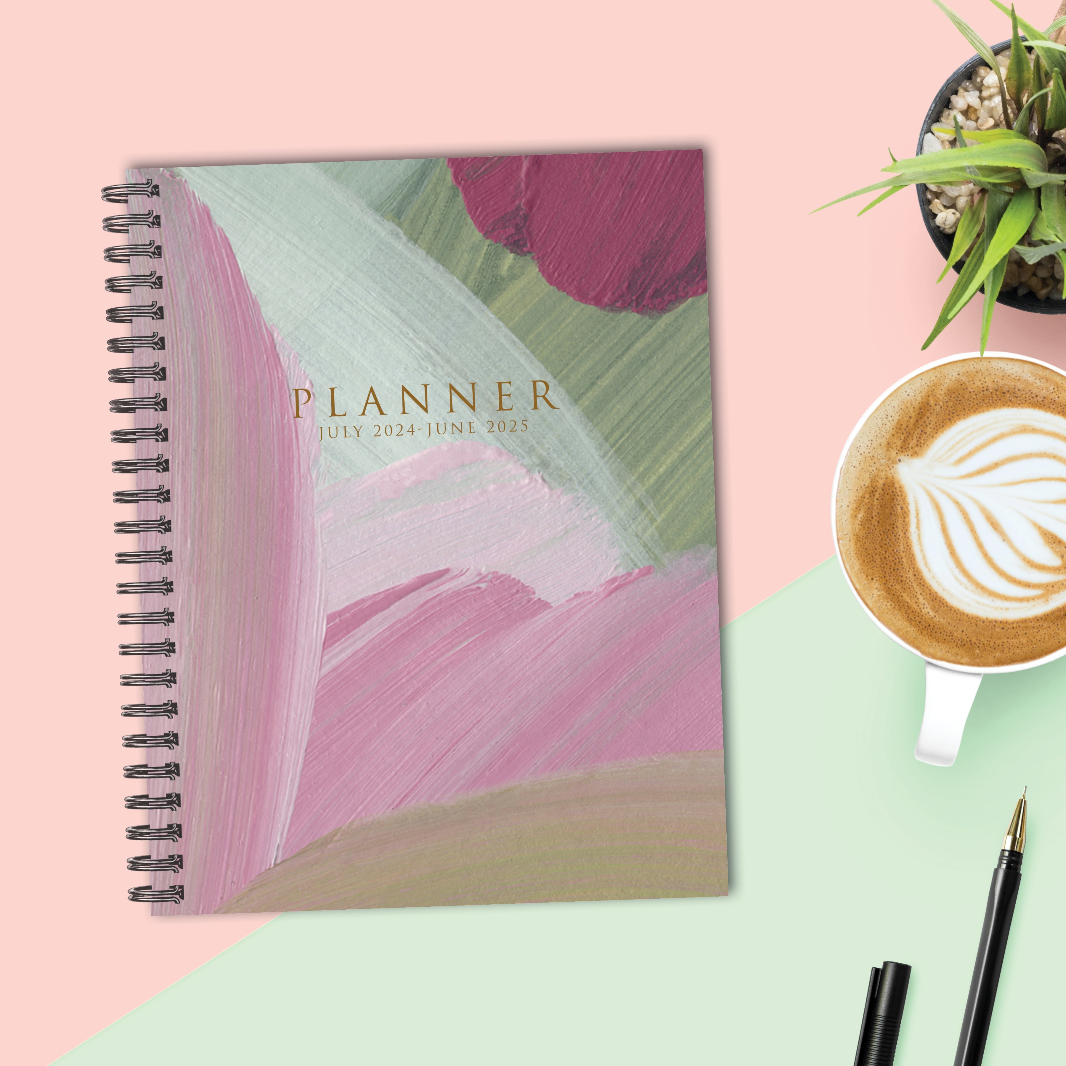 July 2024 - June 2025 Plum Abstract - Large Weekly & Monthly Academic Year Diary/Planner
