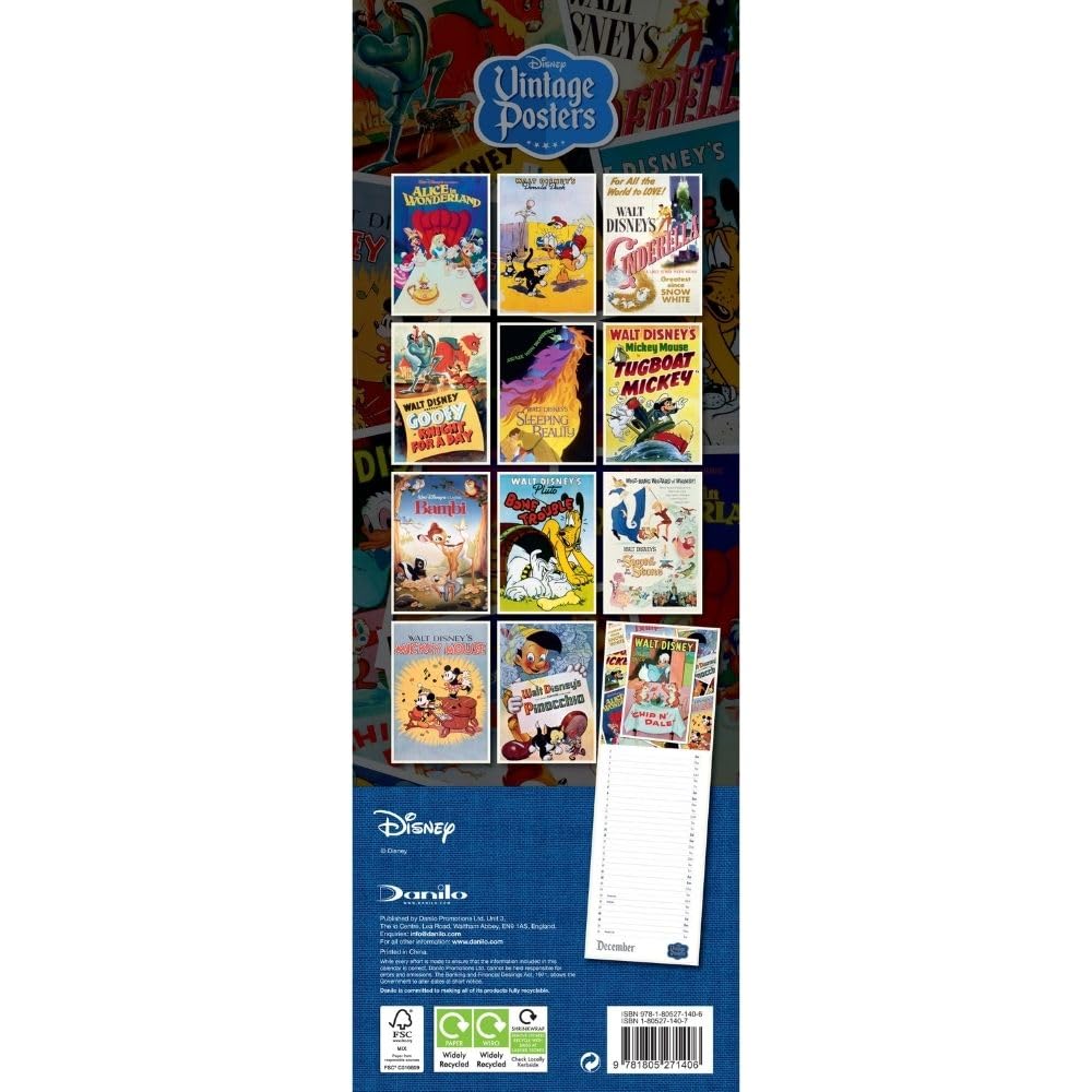 2024 Disney Vintage Posters - Slim Wall Calendar  SOLD OUT