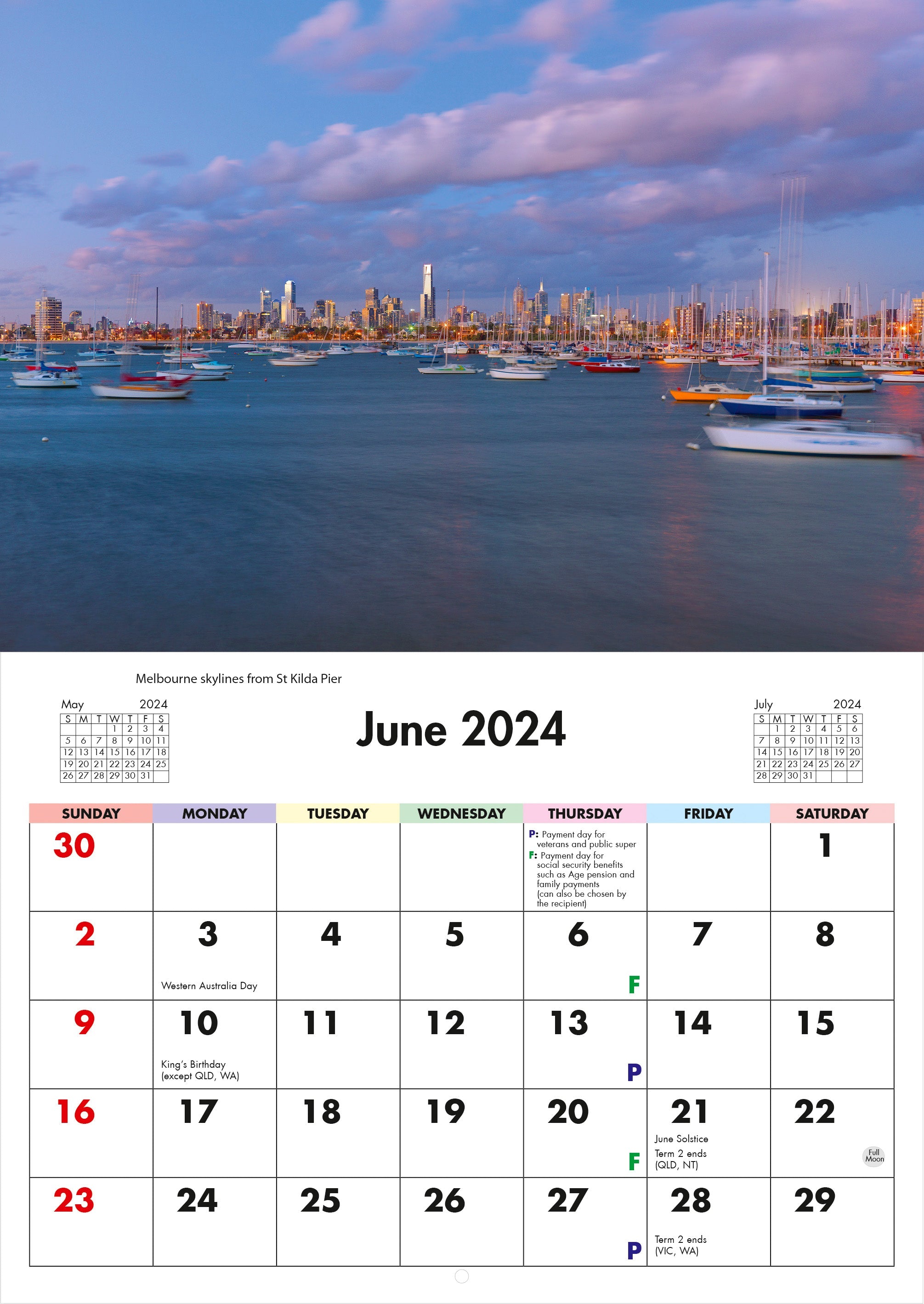 2024 Melbourne - Horizontal Wall Calendar