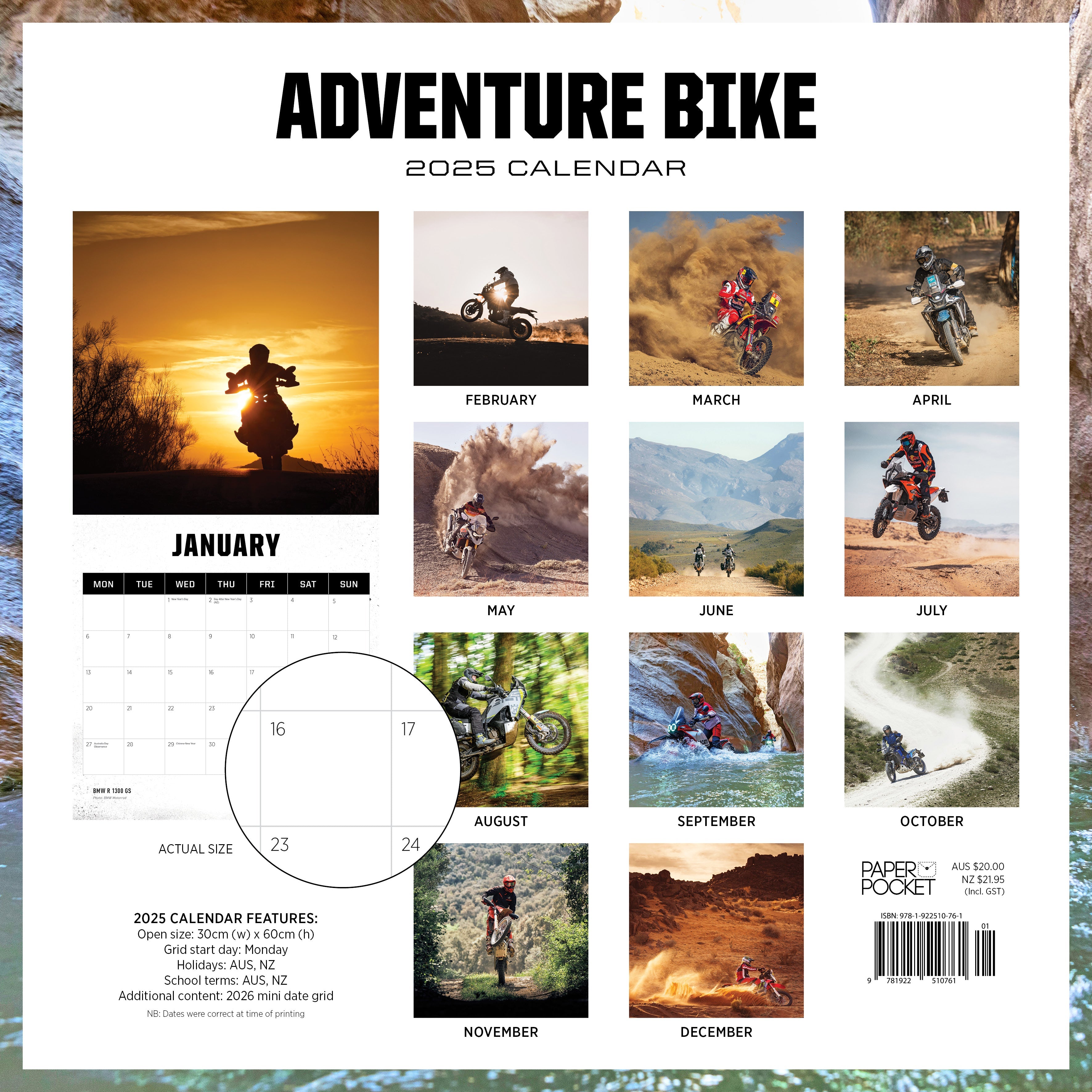 2025 Adventure Bike - Square Wall Calendar