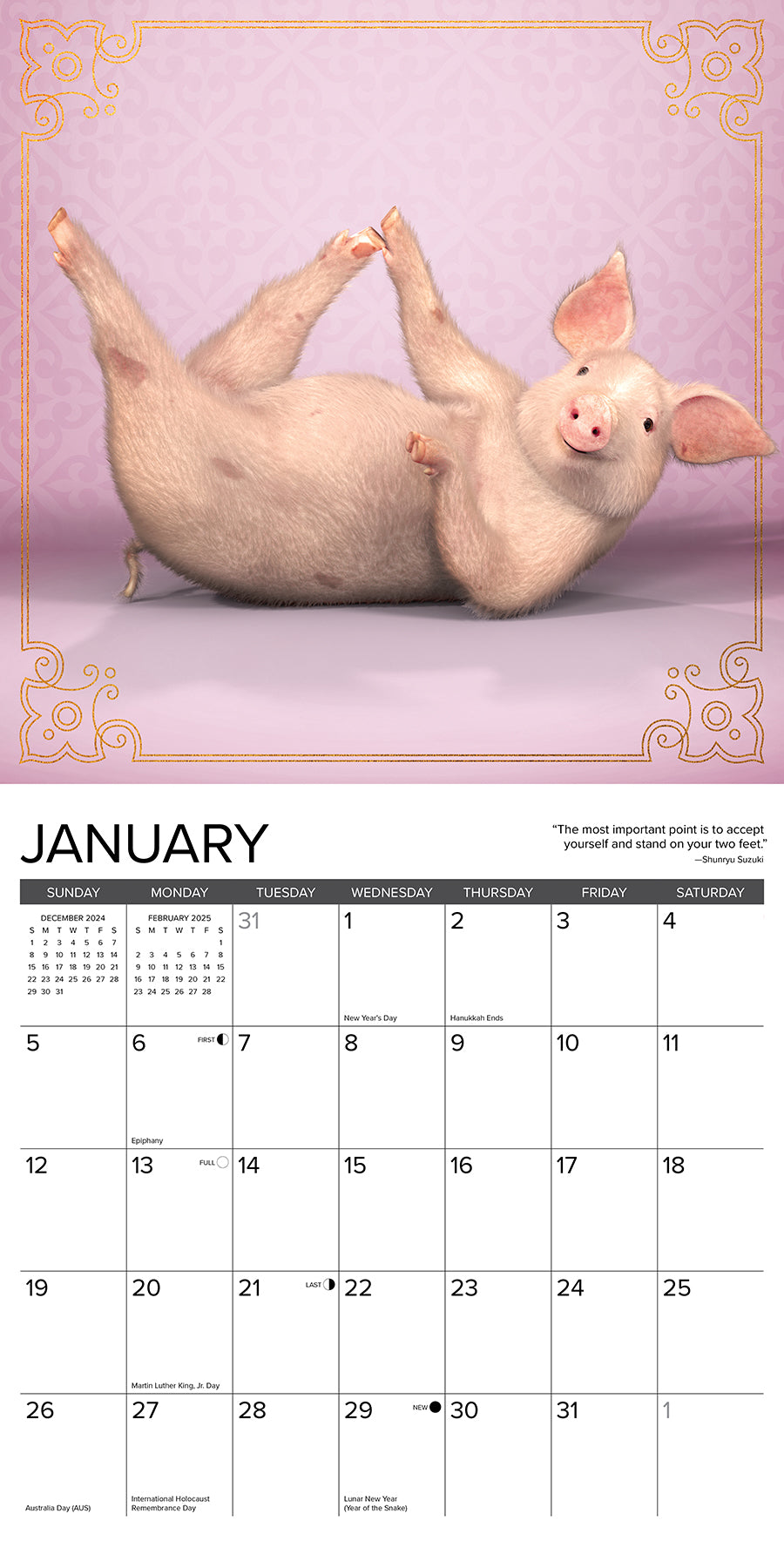 2025 Pig Pilates - Square Wall Calendar (US Only)