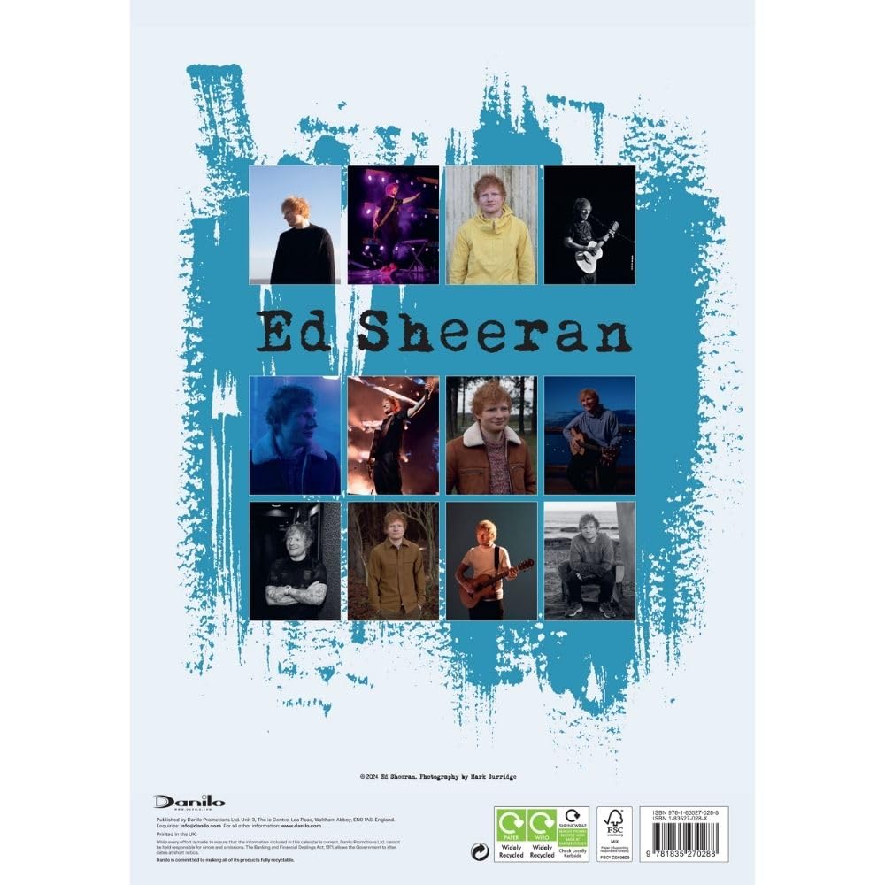 2025 Ed Sheeran - A3 Wall Calendar