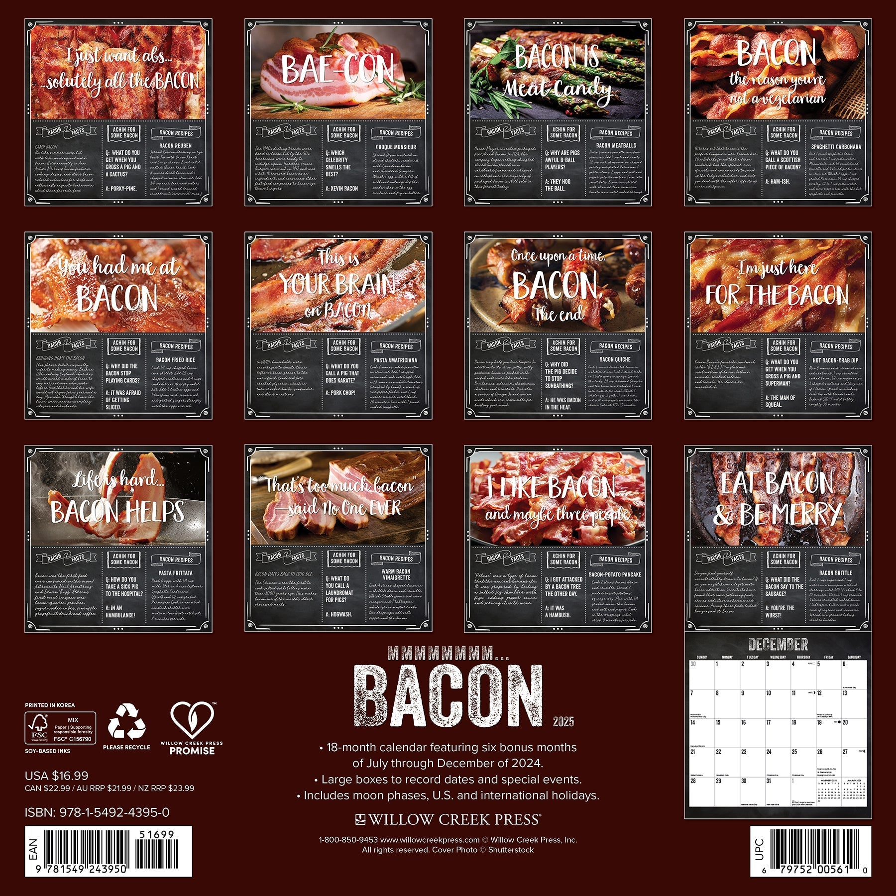 2025 MMMMMMMM  Bacon - Square Wall Calendar (US Only)