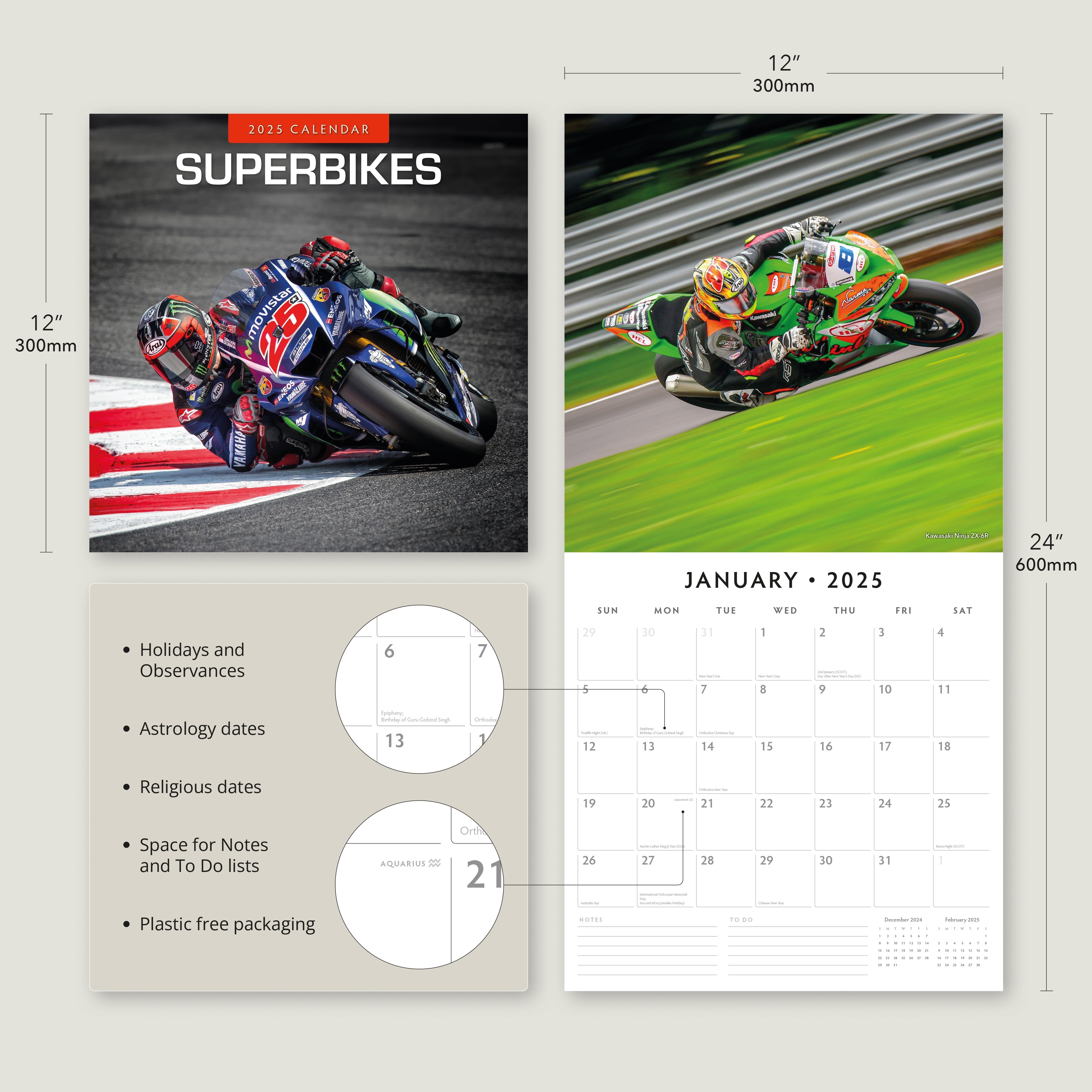 2025 Superbikes - Square Wall Calendar