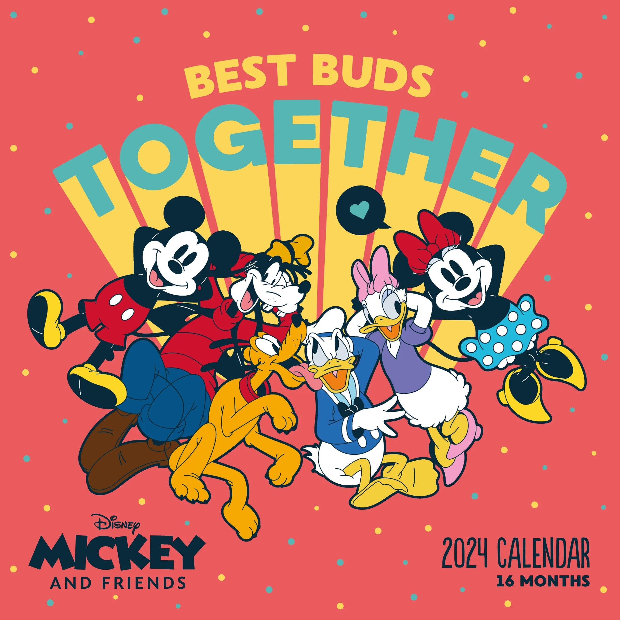 2024 Disney Mickey & Friends Best Buds Together Square Wall Calendar