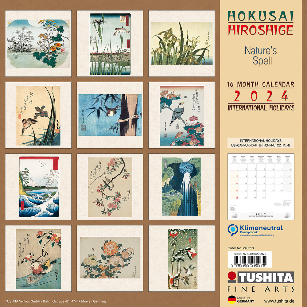 2024 Hokusai and Hiroshige Nature's Spell - Square Wall Calendar