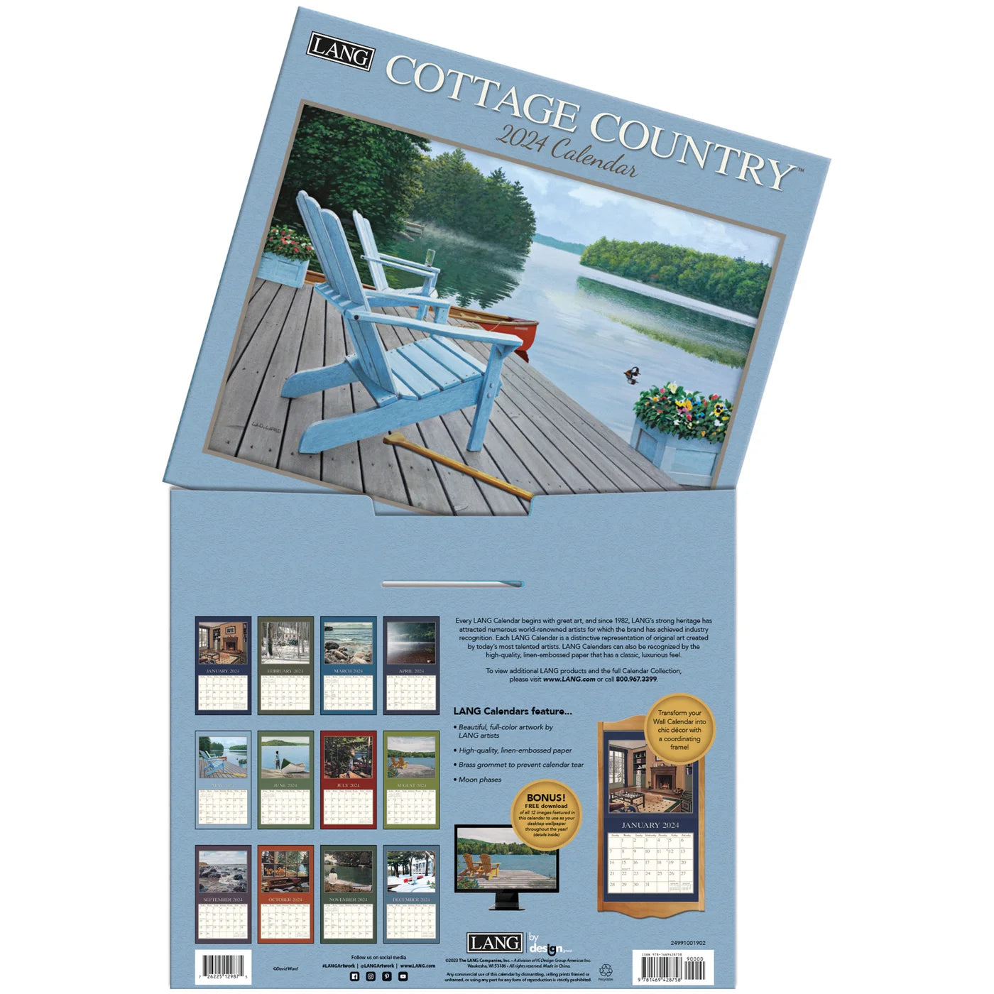 2024 LANG Cottage Country By David Ward - Deluxe Wall Calendar