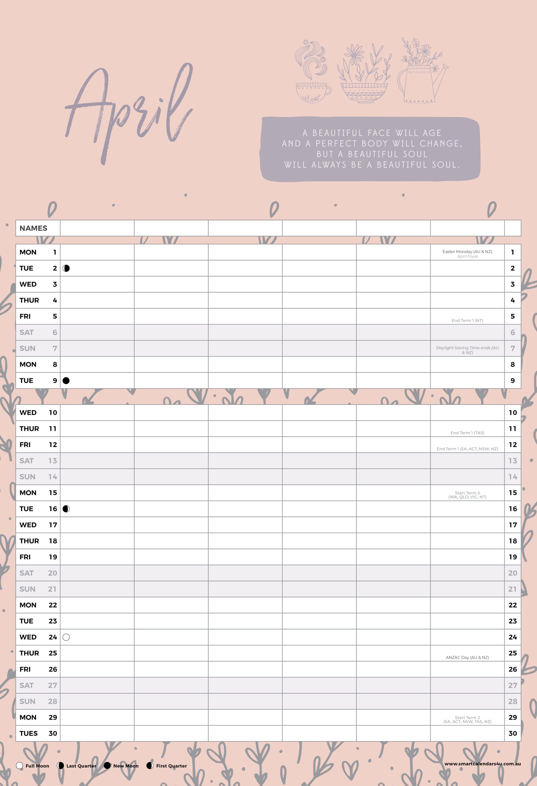 2024 Hygge (Australian Family Organiser) - Horizontal Wall Calendar