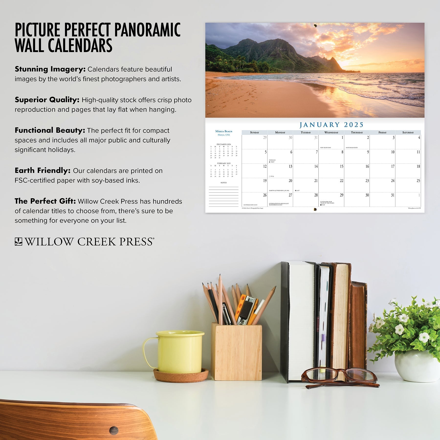 2025 Beaches Panoramic - Deluxe Wall Calendar (US Only)