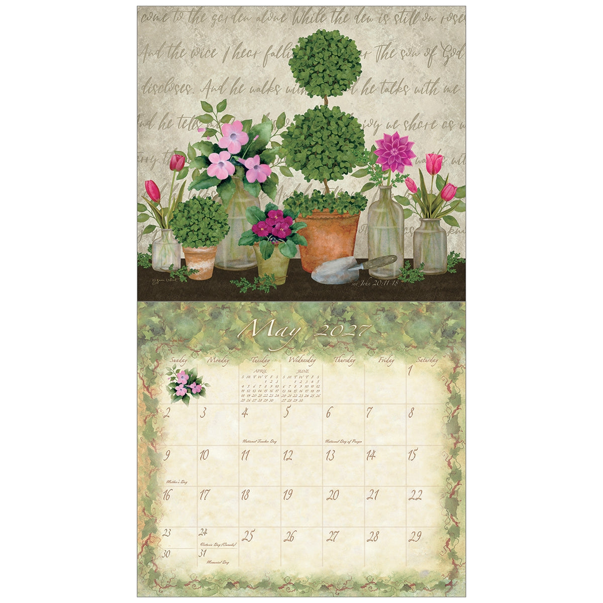 2027 Graceful Garden - Deluxe Wall Calendar by Diane Labombarbe