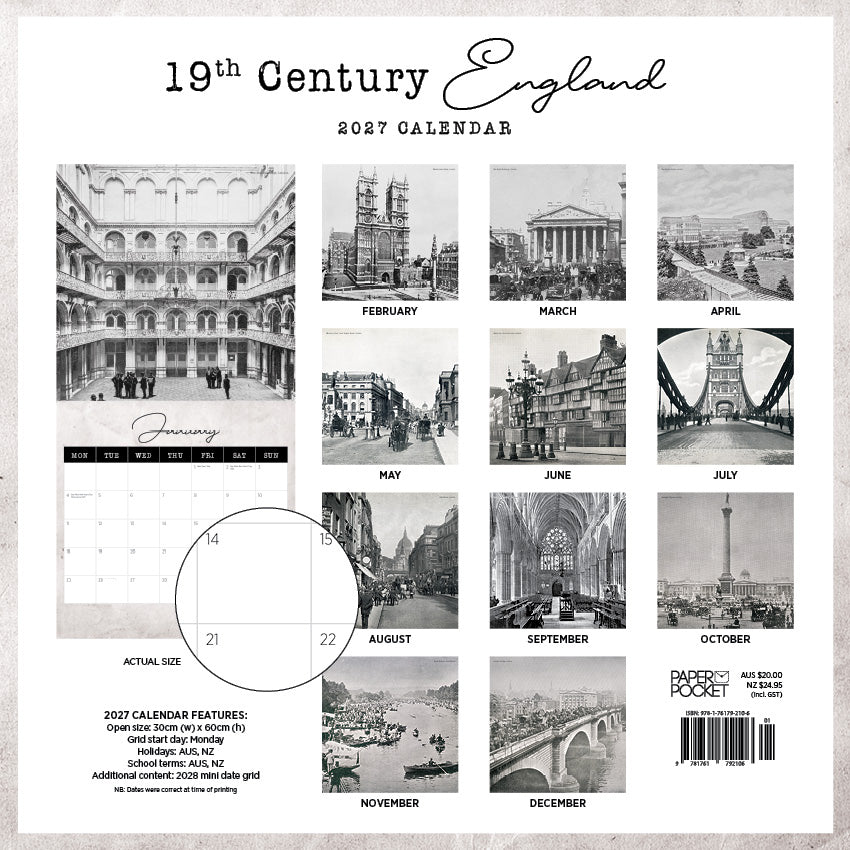 2027 19th Century England  - Square Wall Calendar