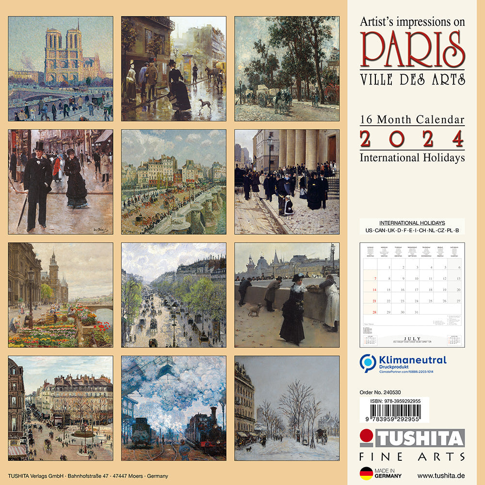 2024 Paris Ville des Arts - Square Wall Calendar