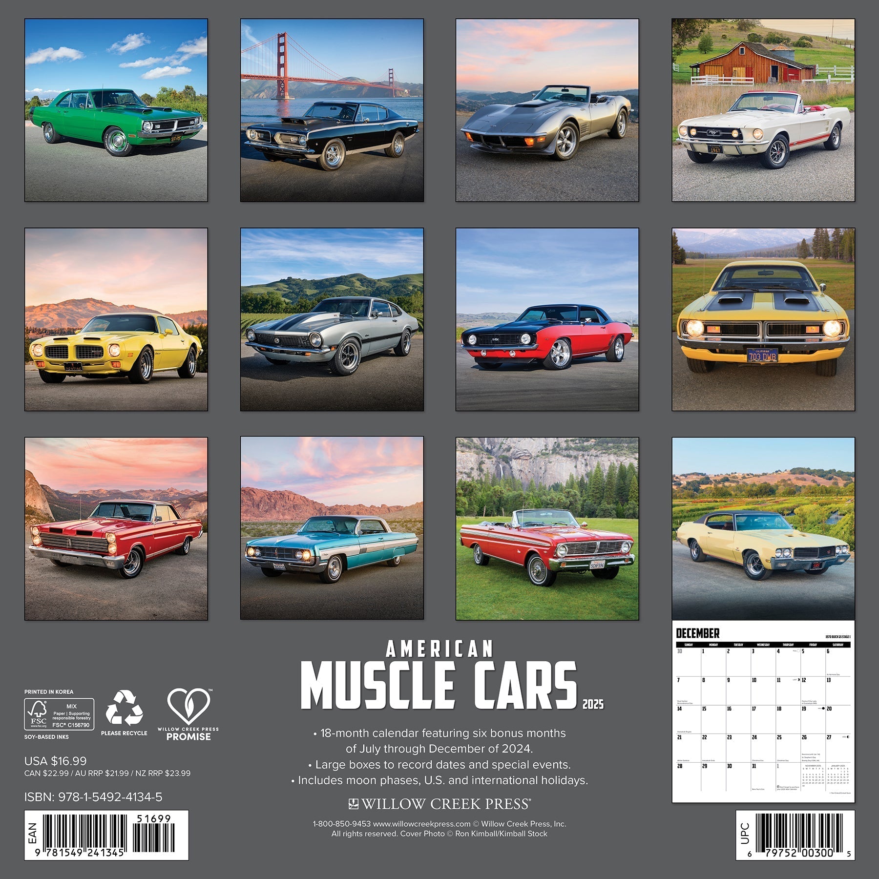 2025 American Muscle Cars - Square Wall Calendar (US Only)